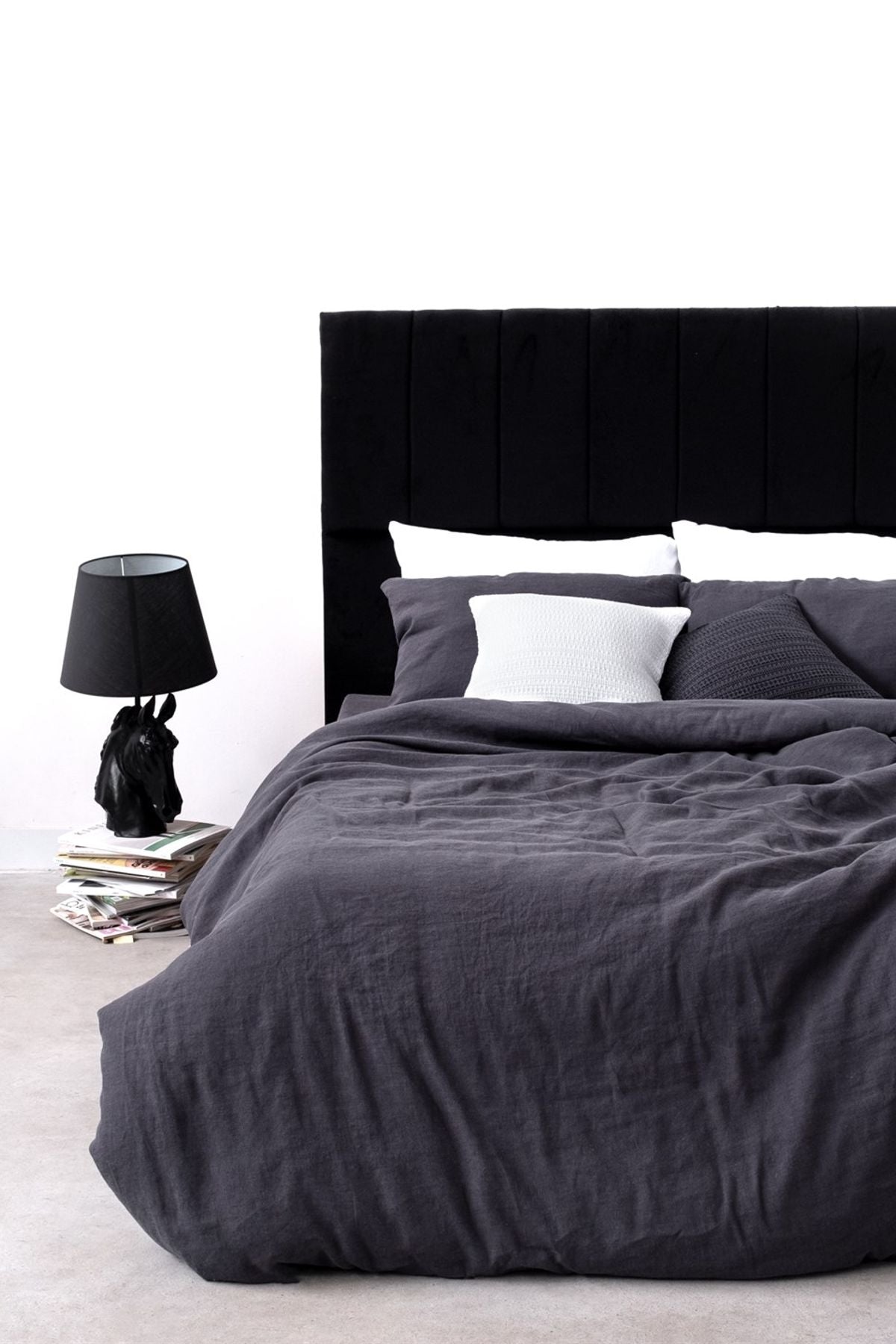 Washed Linen Keten Nevresim Antrasit