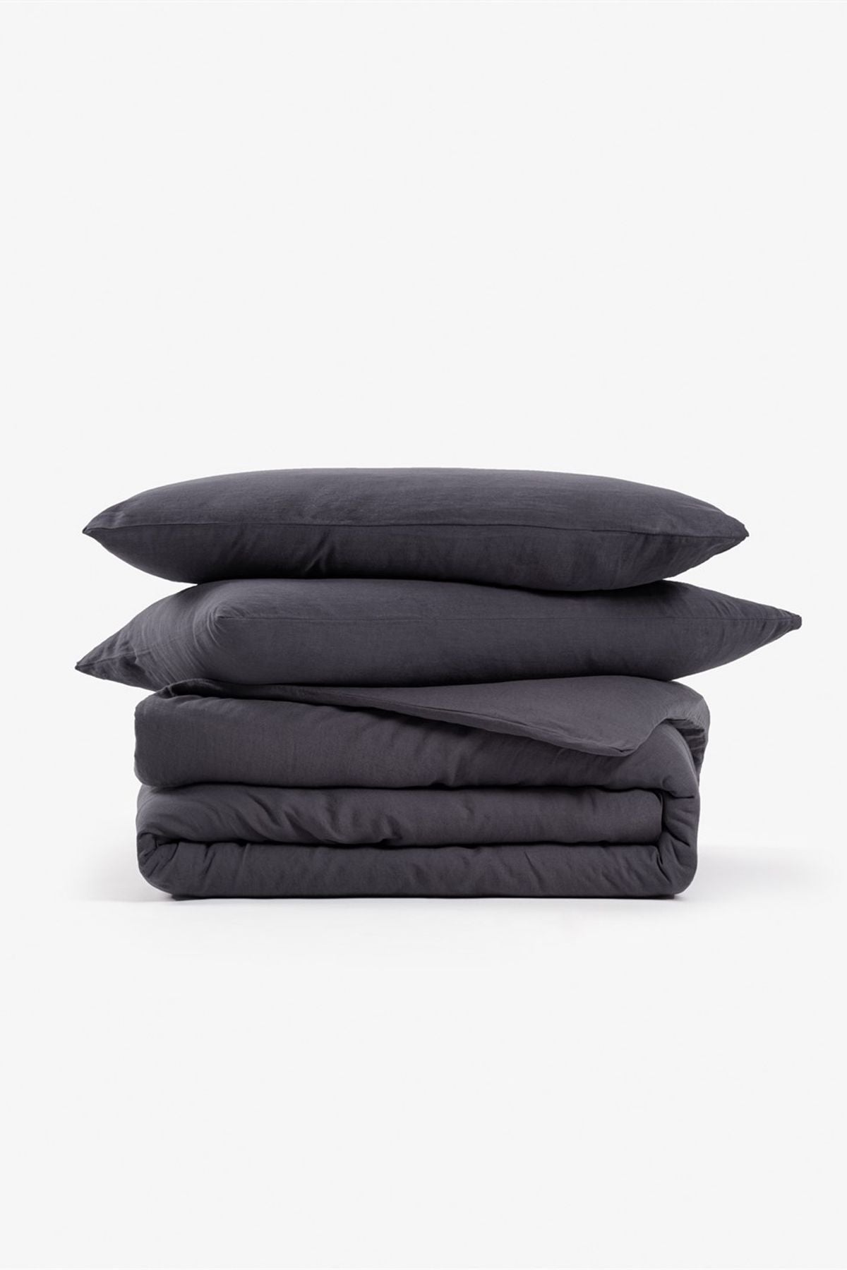 Washed Linen Keten Nevresim Antrasit