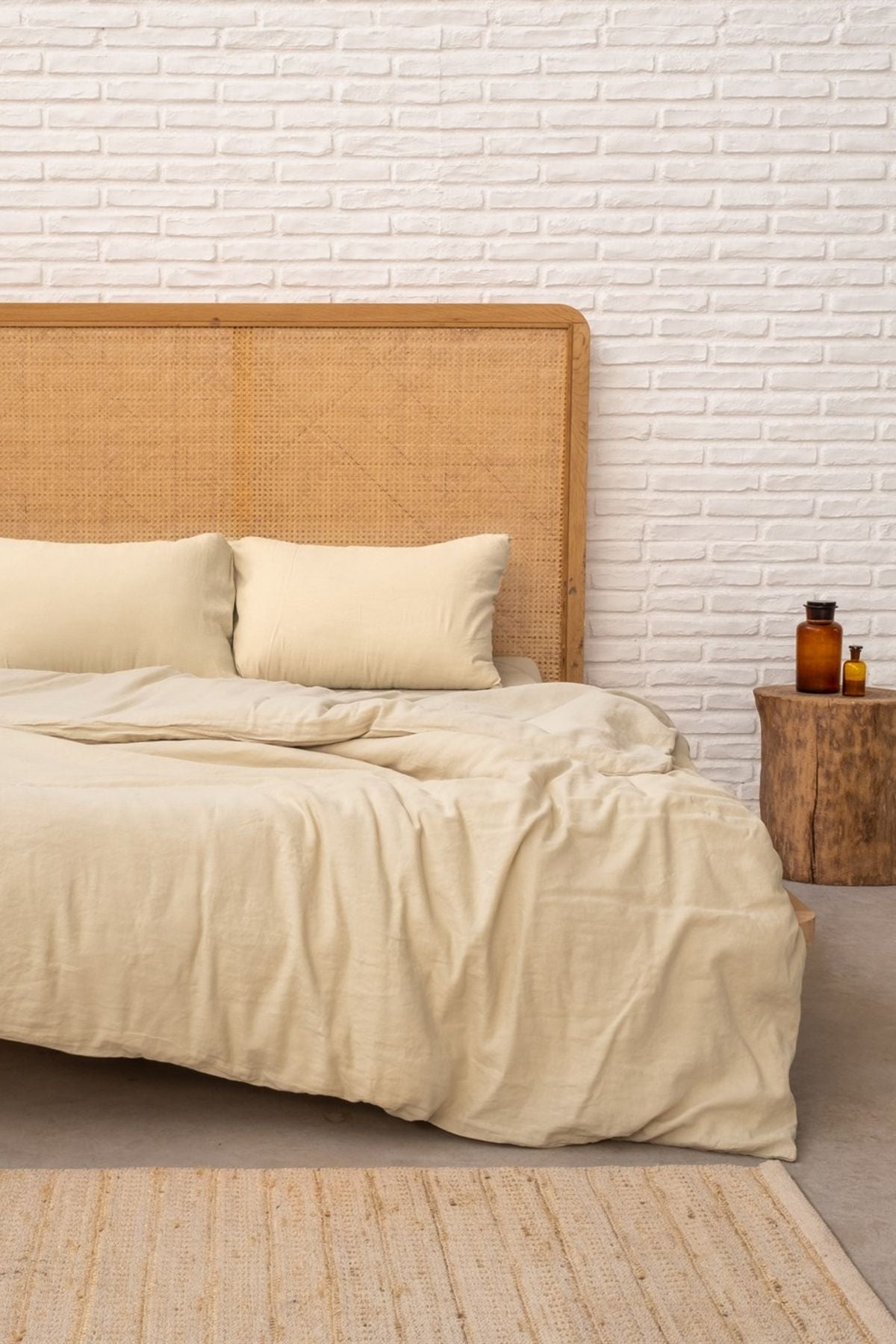 Washed Linen Keten Nevresim Bej