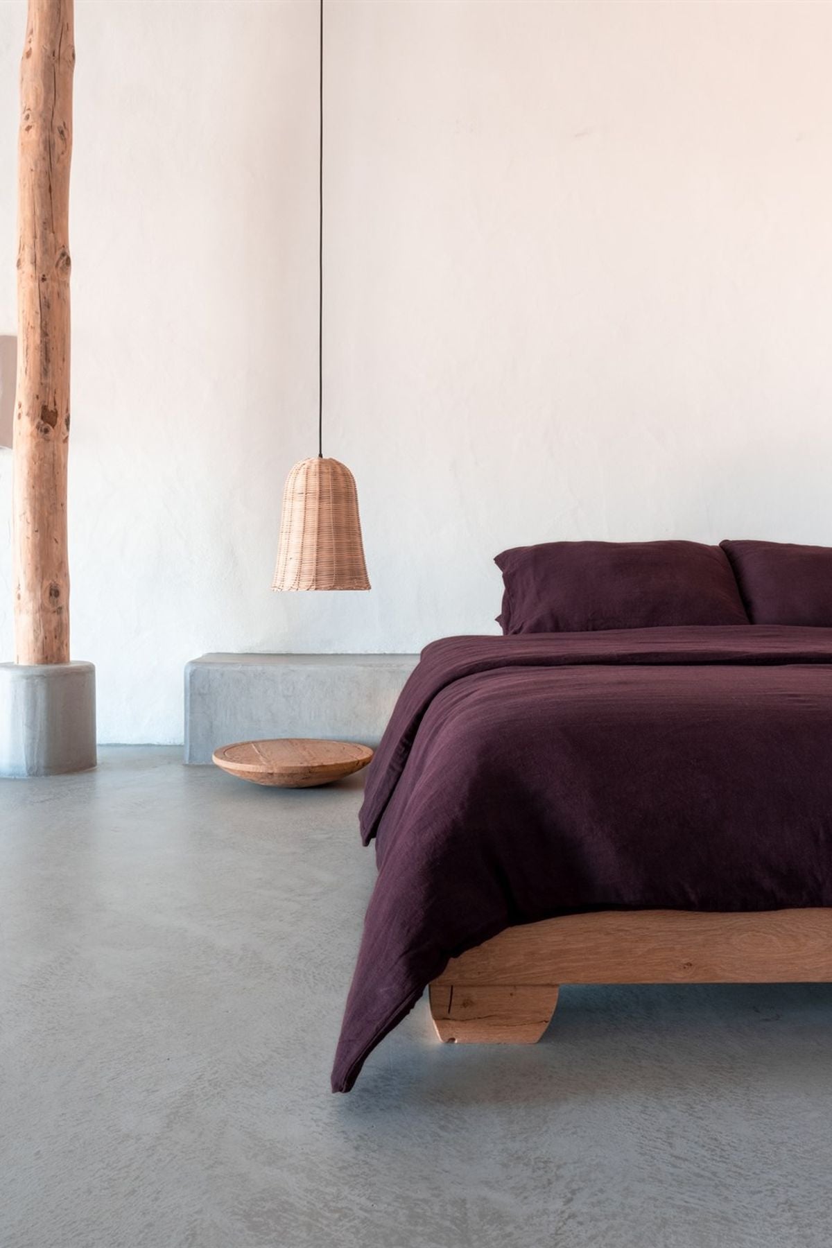 Washed Linen Keten Nevresim Wine