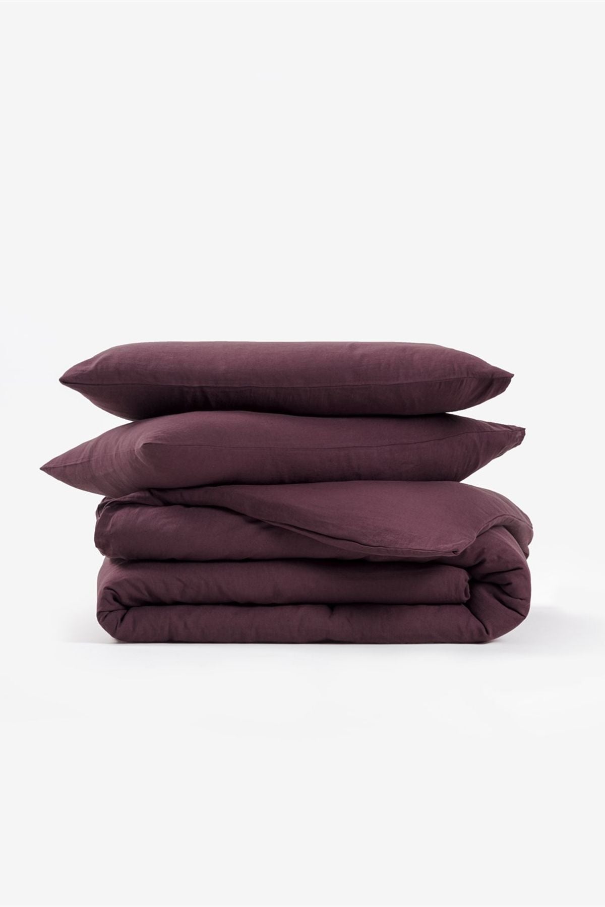 Washed Linen Keten Nevresim Wine