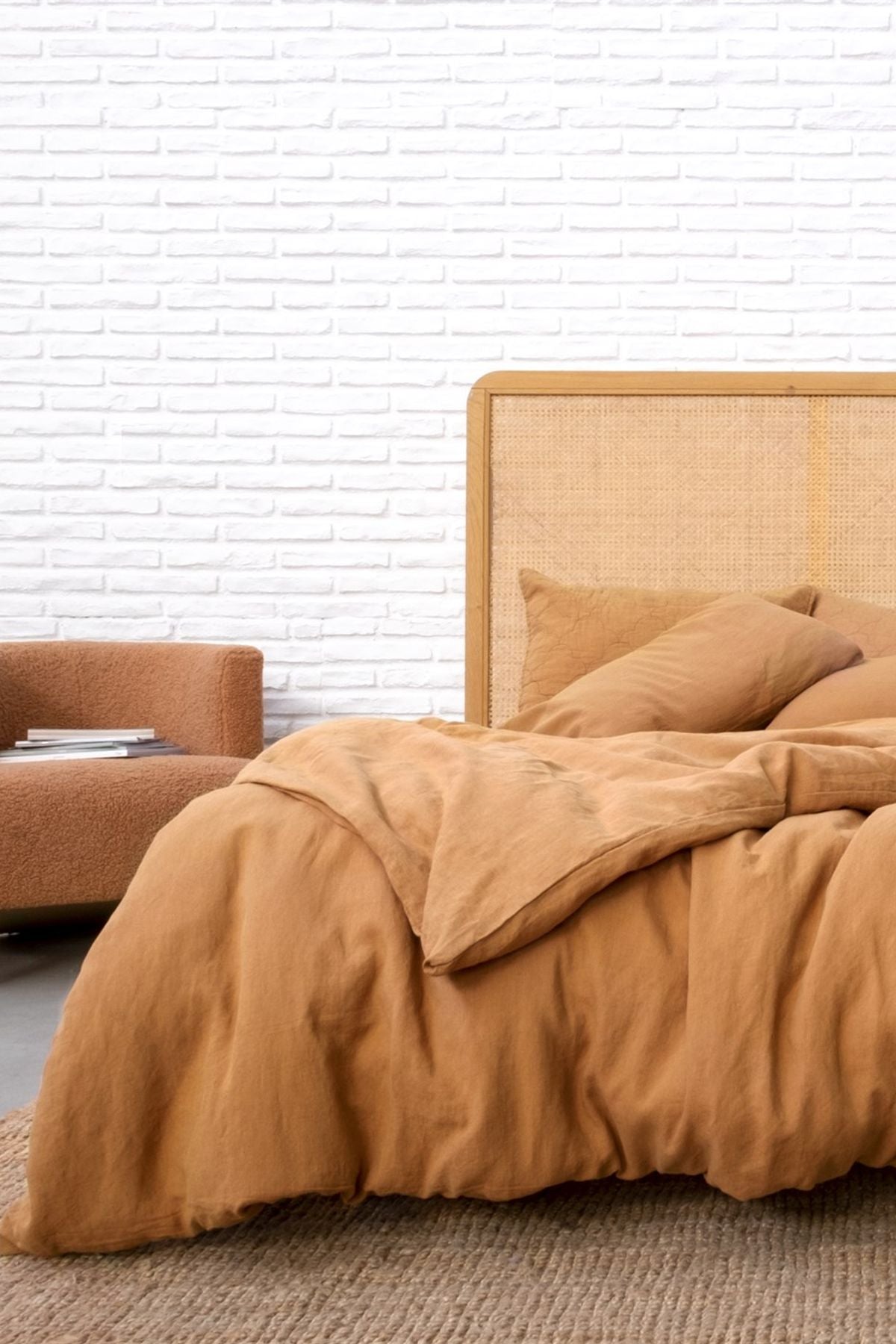 Washed Linen Keten Nevresim İndian Tan