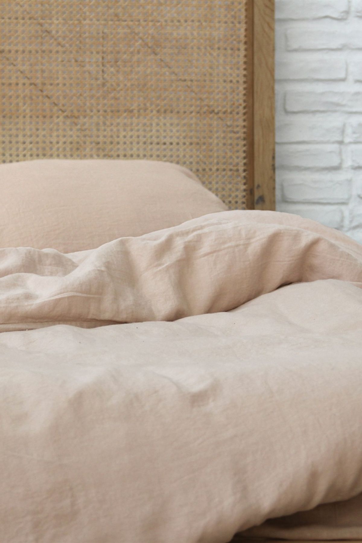Washed Linen Keten Nevresim Nougat