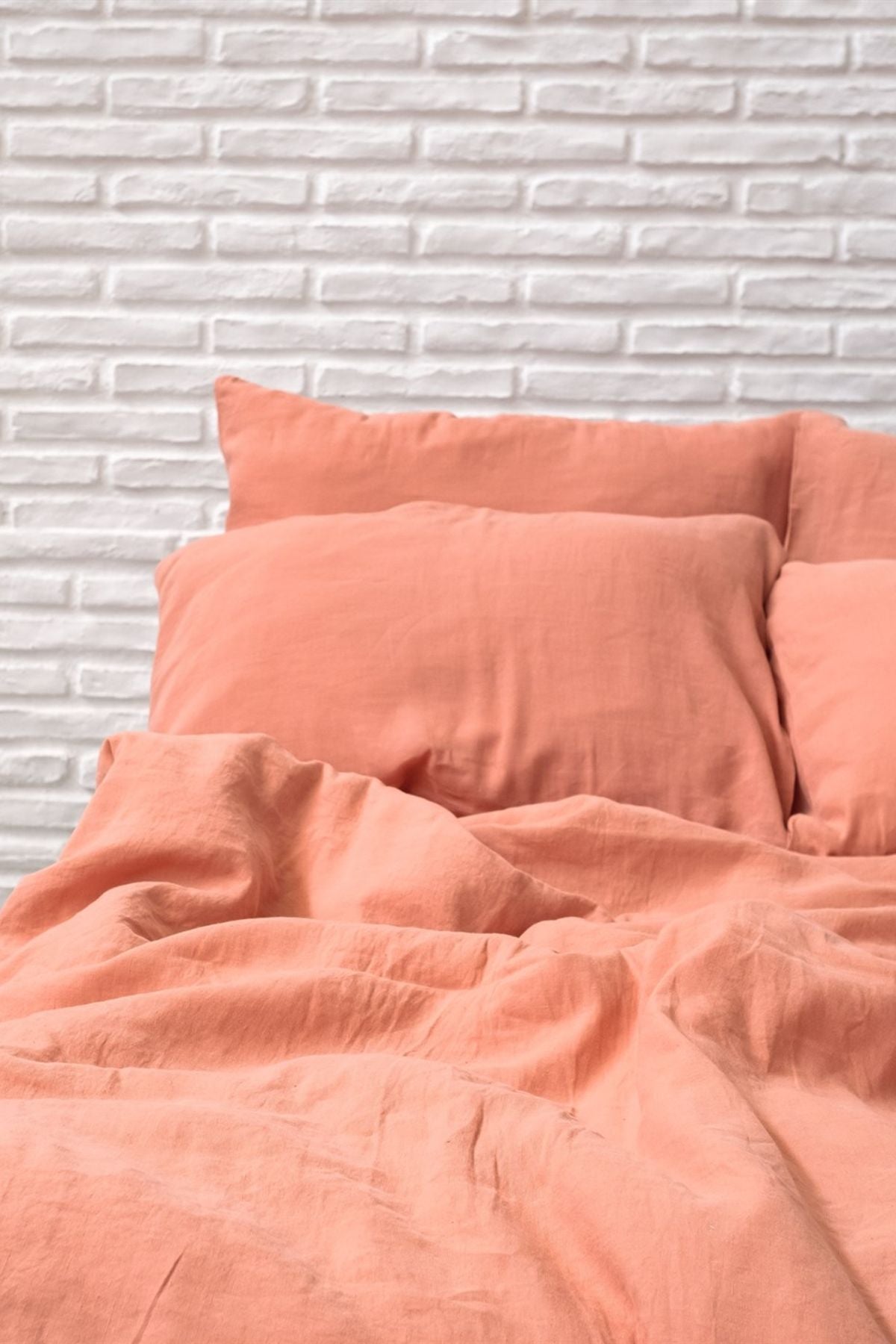 Washed Linen Keten Nevresim Shrimp
