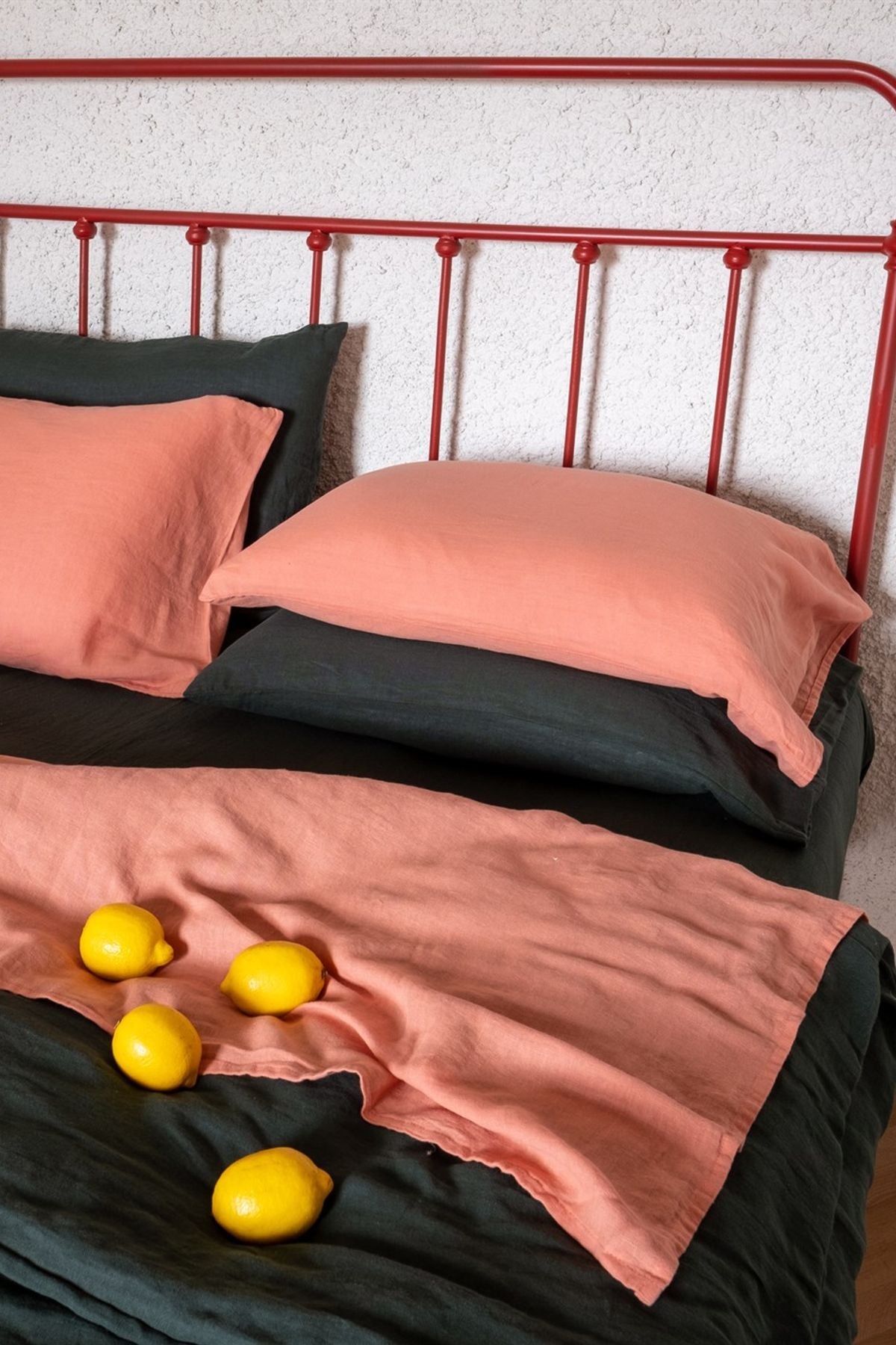 Washed Linen Keten Nevresim Shrimp