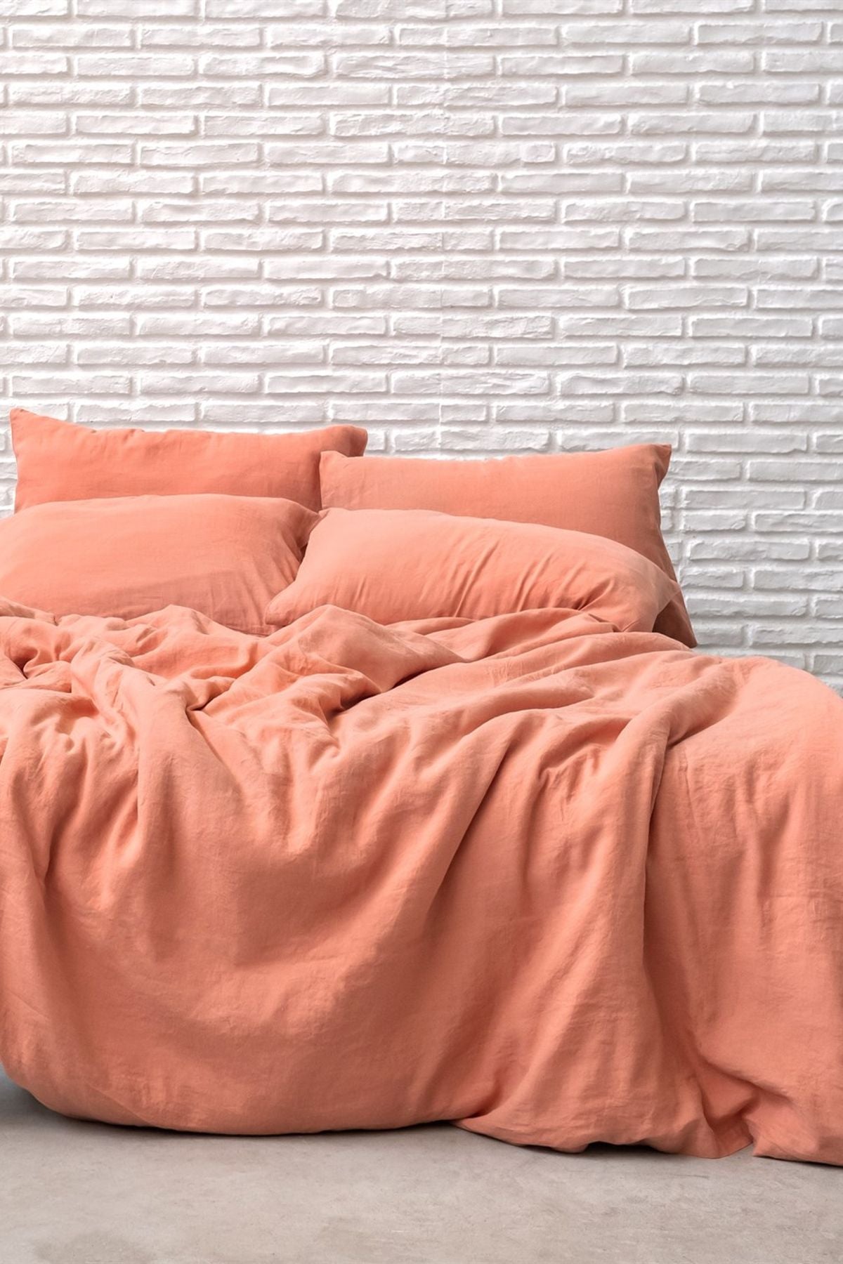 Washed Linen Keten Nevresim Shrimp