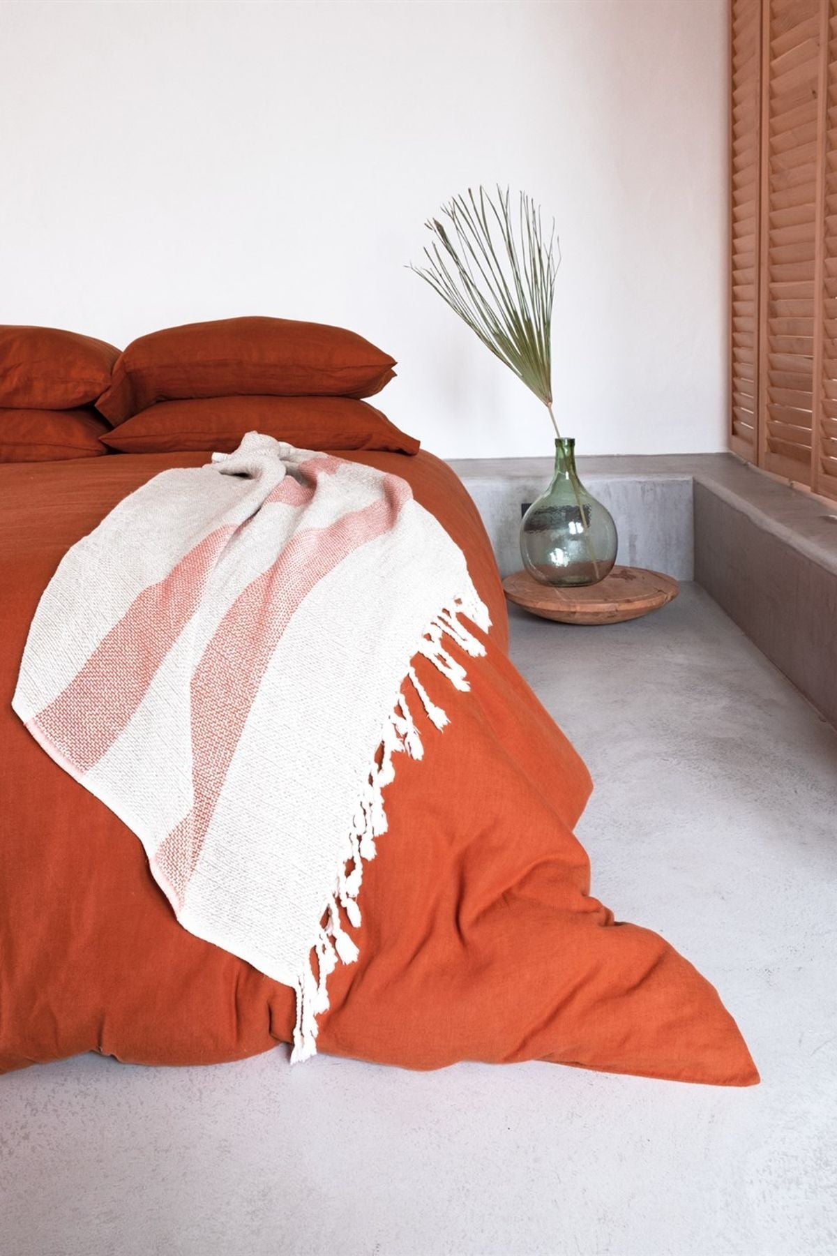Washed Linen Keten Nevresim Spicy Orange