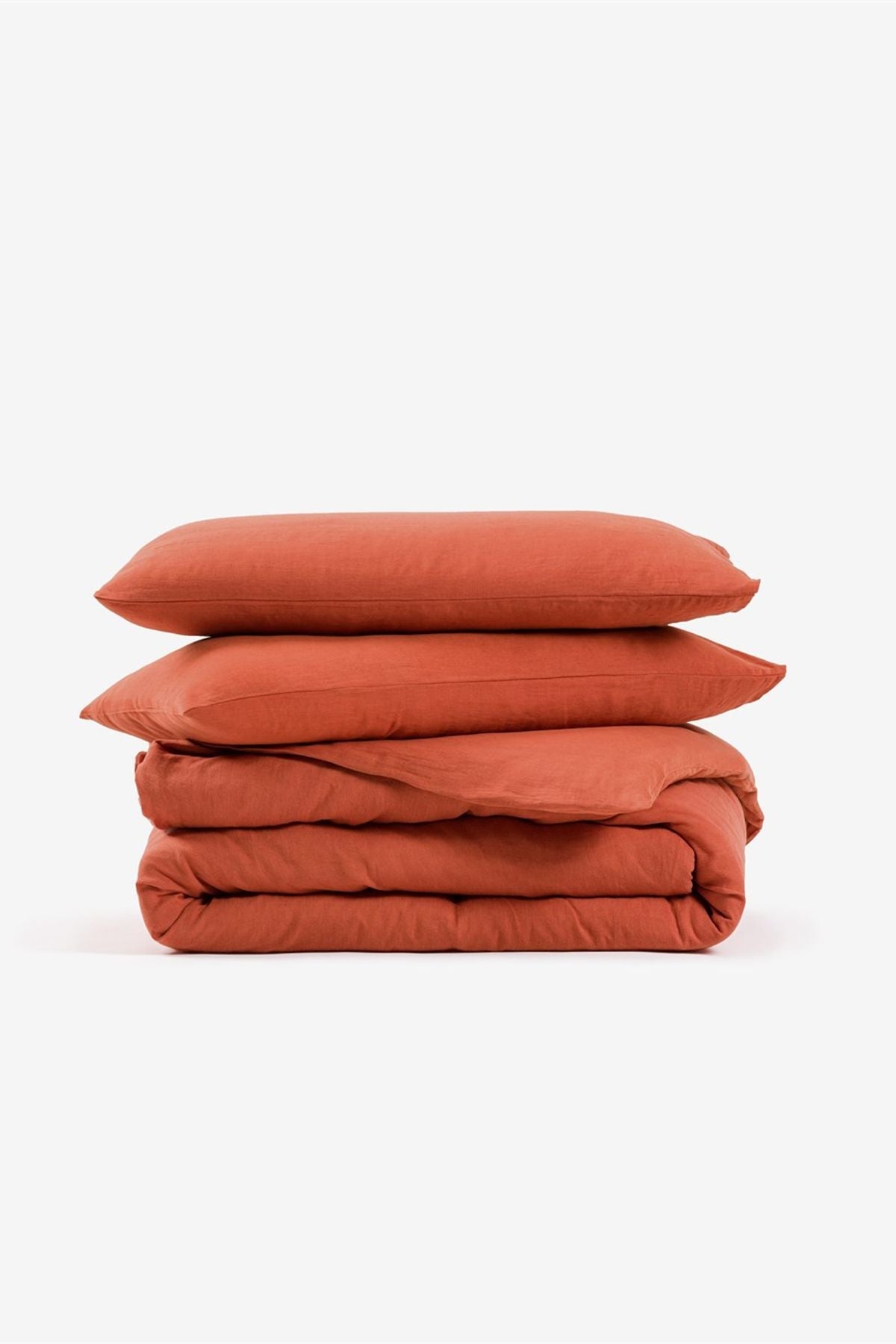Washed Linen Keten Nevresim Spicy Orange