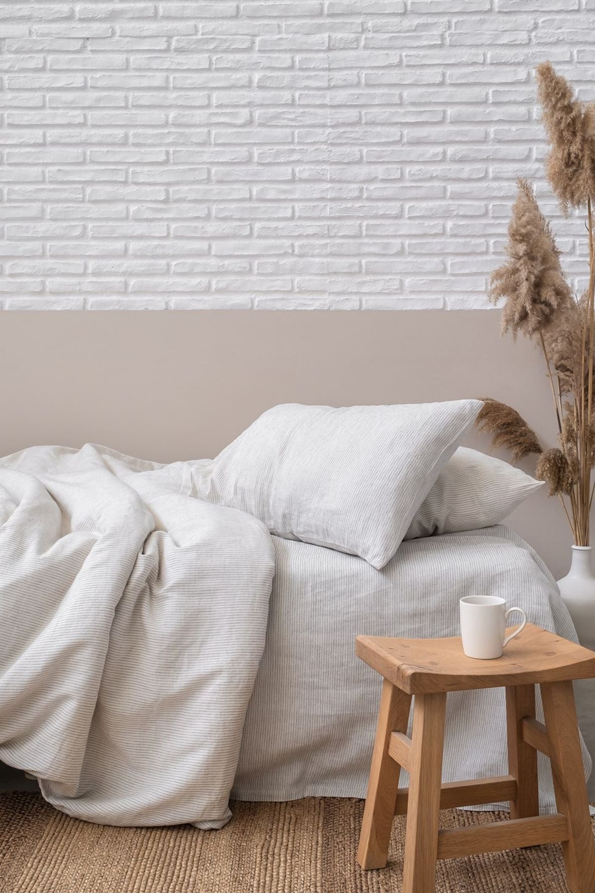Washed Linen Keten Nevresim Stripe Linen