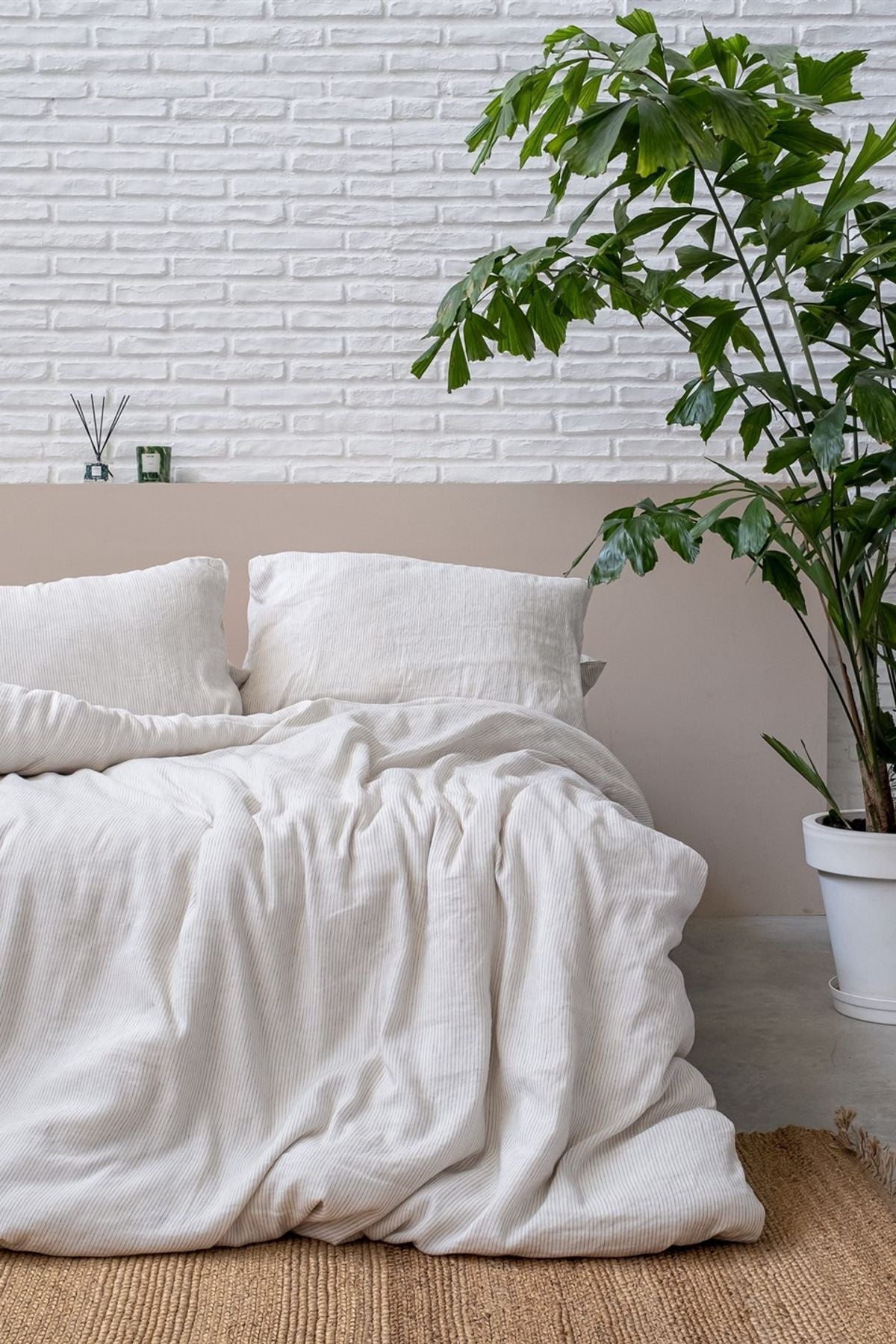Washed Linen Keten Nevresim Stripe Linen