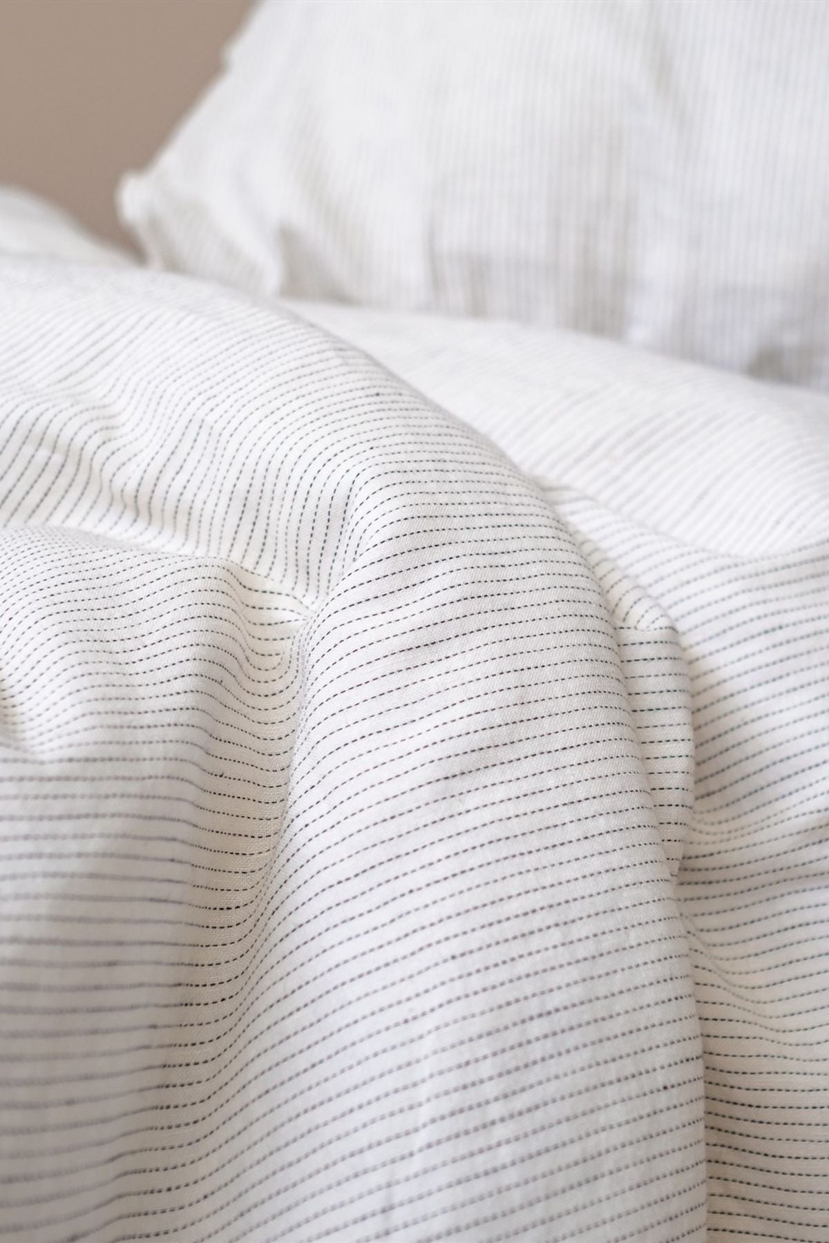 Washed Linen Keten Nevresim Stripe Linen