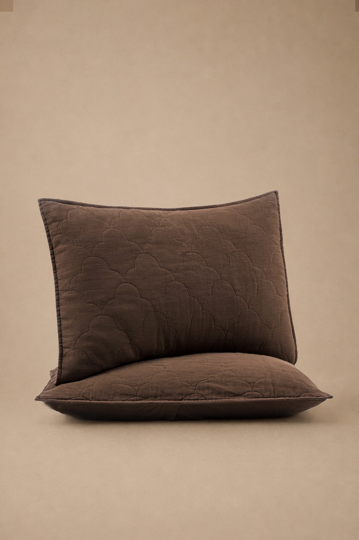 Serenity Quilted Linen Pillowcase Brown