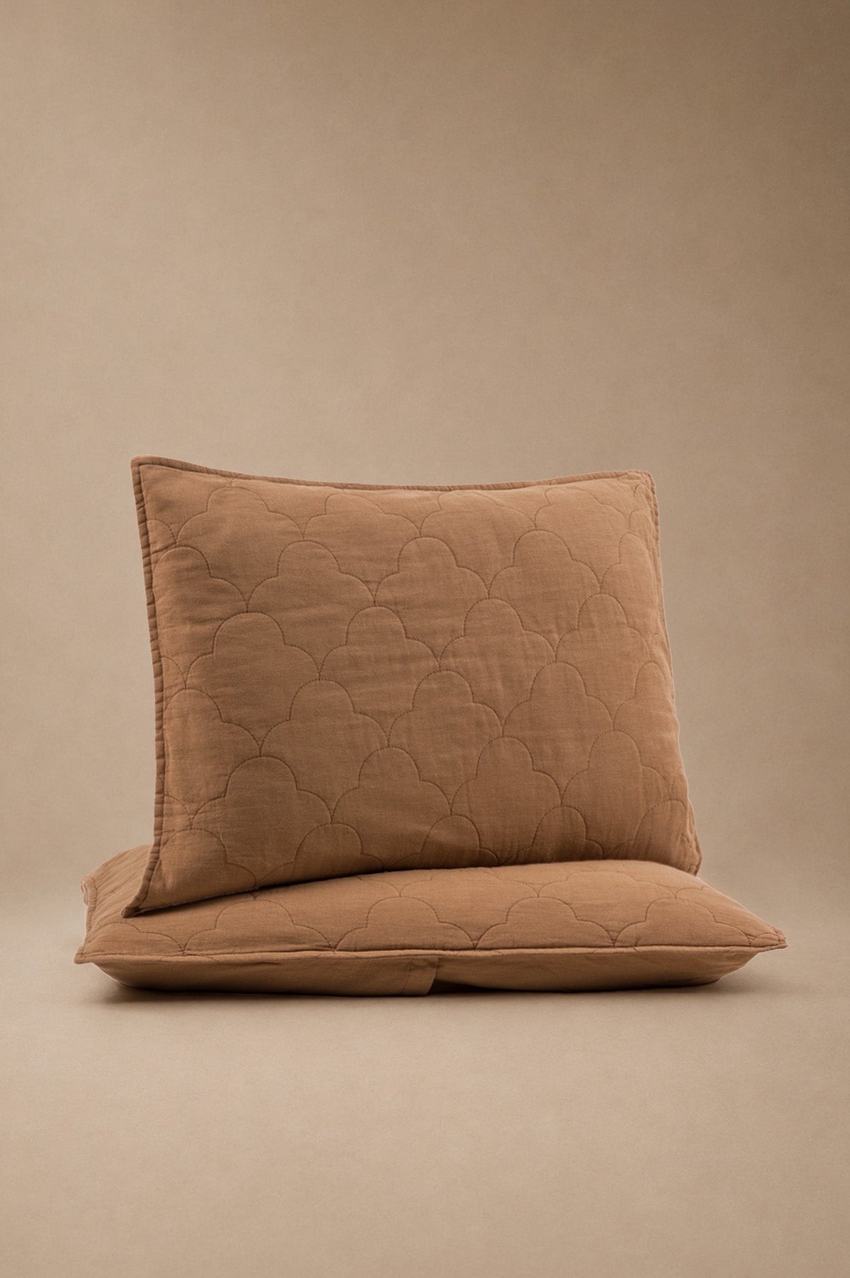Serenity Quilted Linen Pillowcase Caramel