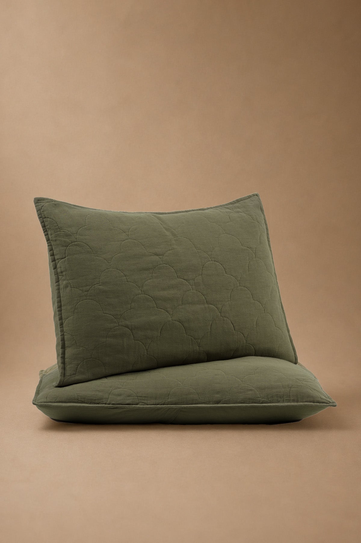 Serenity Quilted Linen Pillowcase Khaki