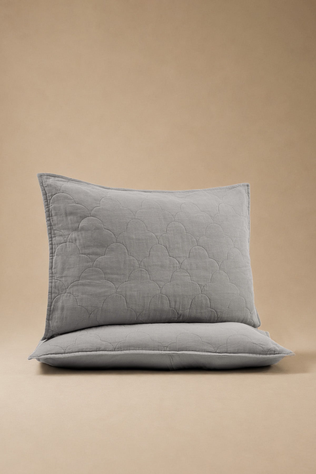 Serenity Quilted Linen Pillowcase Grey