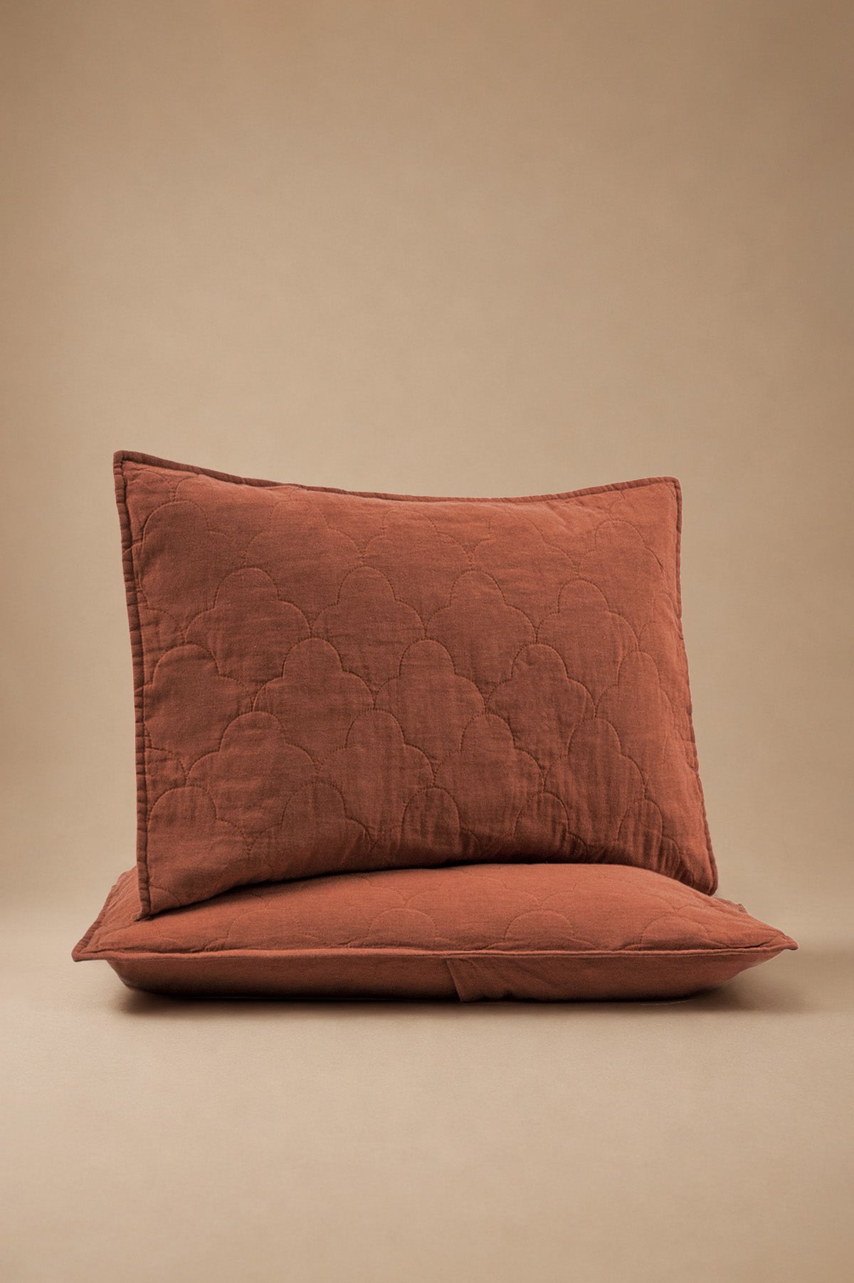 Serenity Quilted Linen Pillowcase Spicy Orange