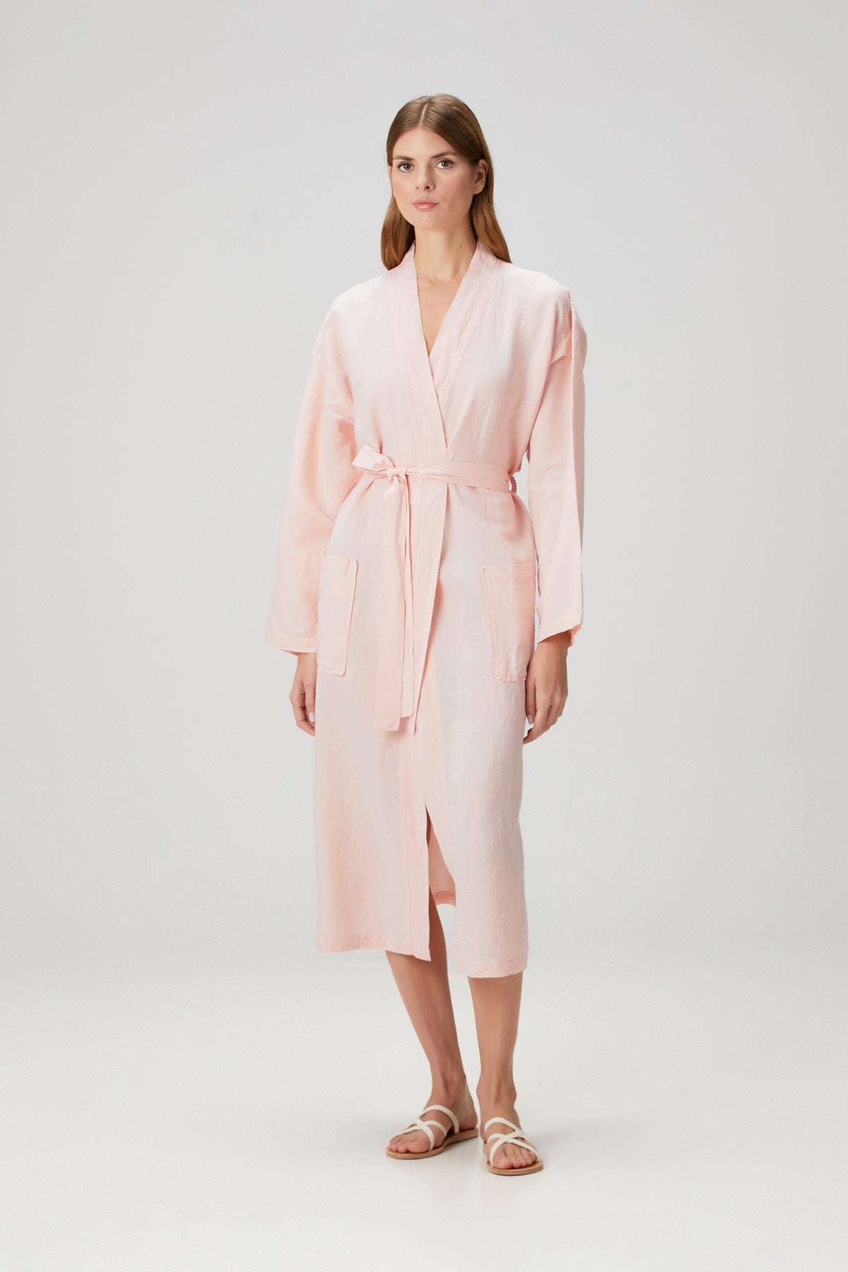 Serenity Washed Linen Kimono Pink