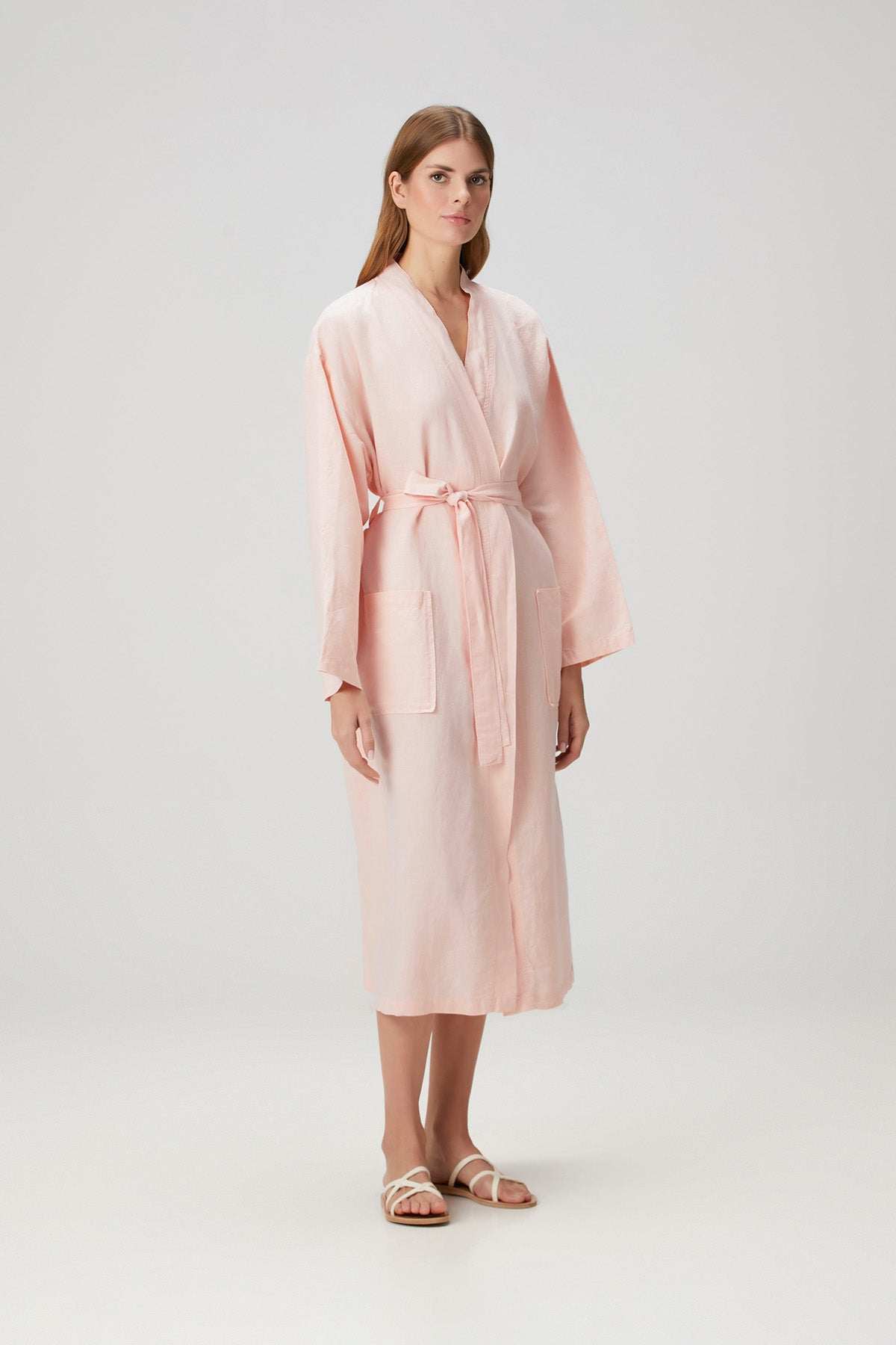 Serenity Washed Linen Kimono Pink