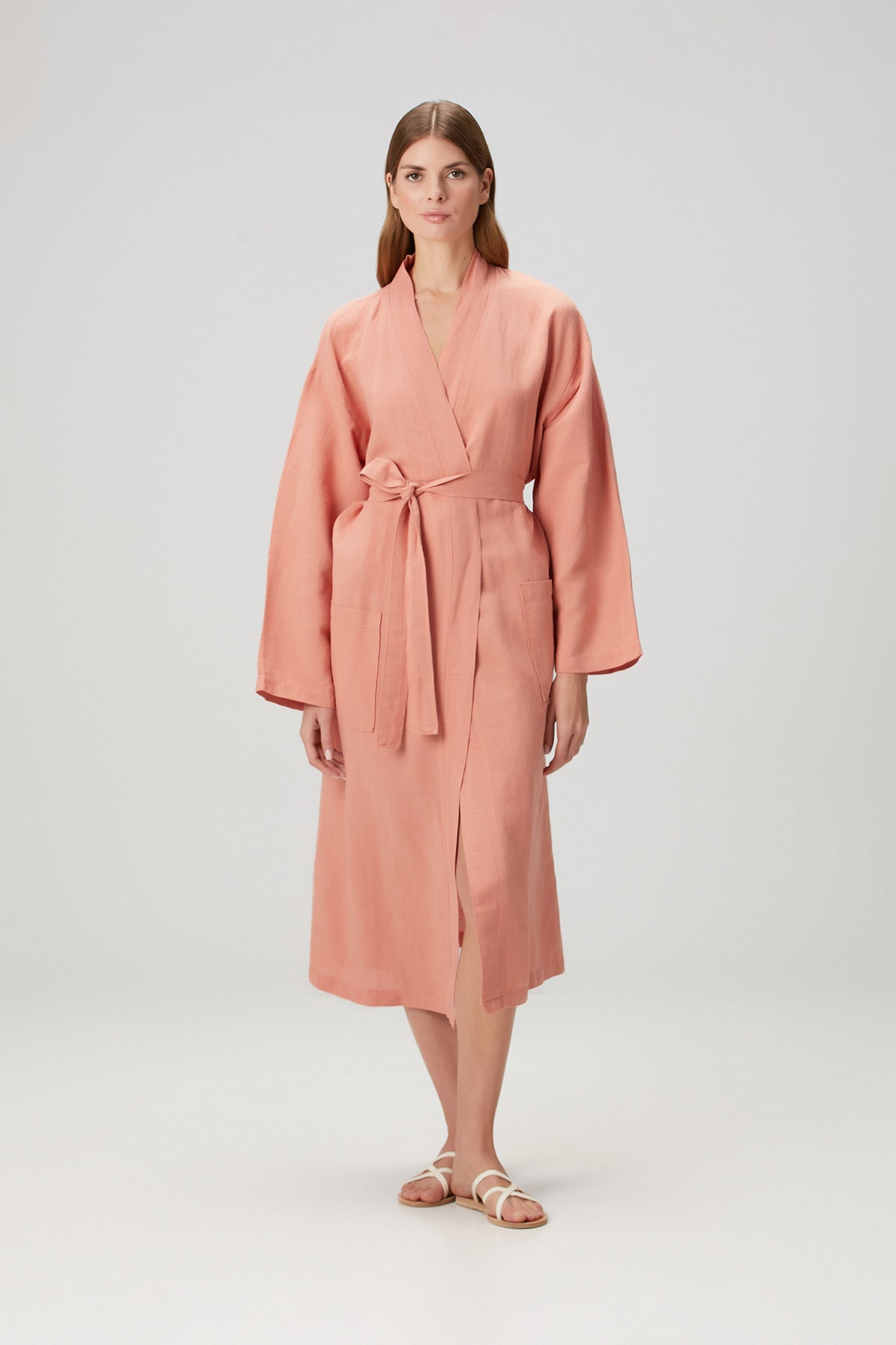 Serenity Washed Linen Kimono Lt. Coral