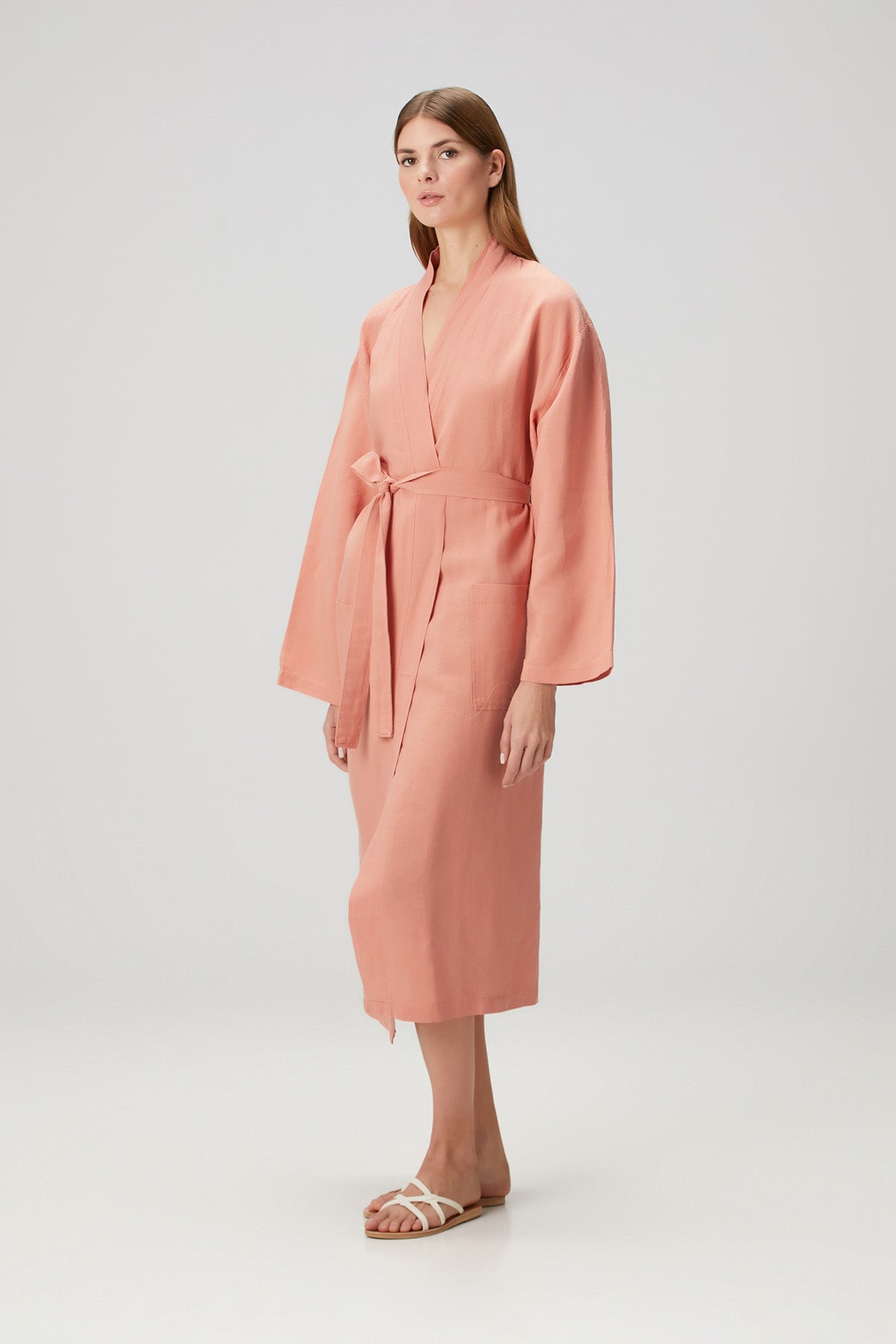 Serenity Washed Linen Kimono Lt. Coral