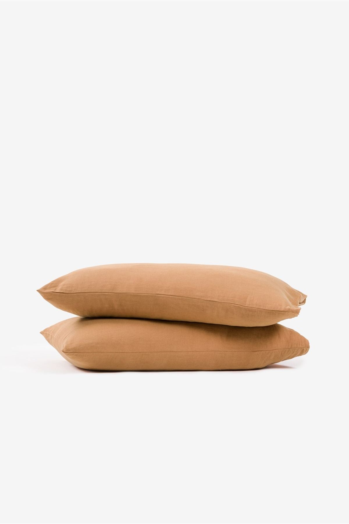 Washed Linen Keten Yastık Kılıfı 2 li Set İndian Tan