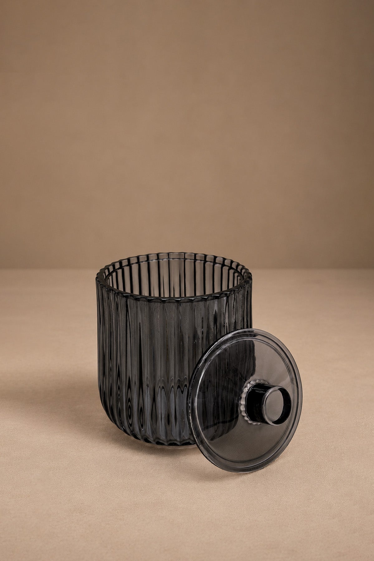 Shadow Antracite Glass Cotton Jar