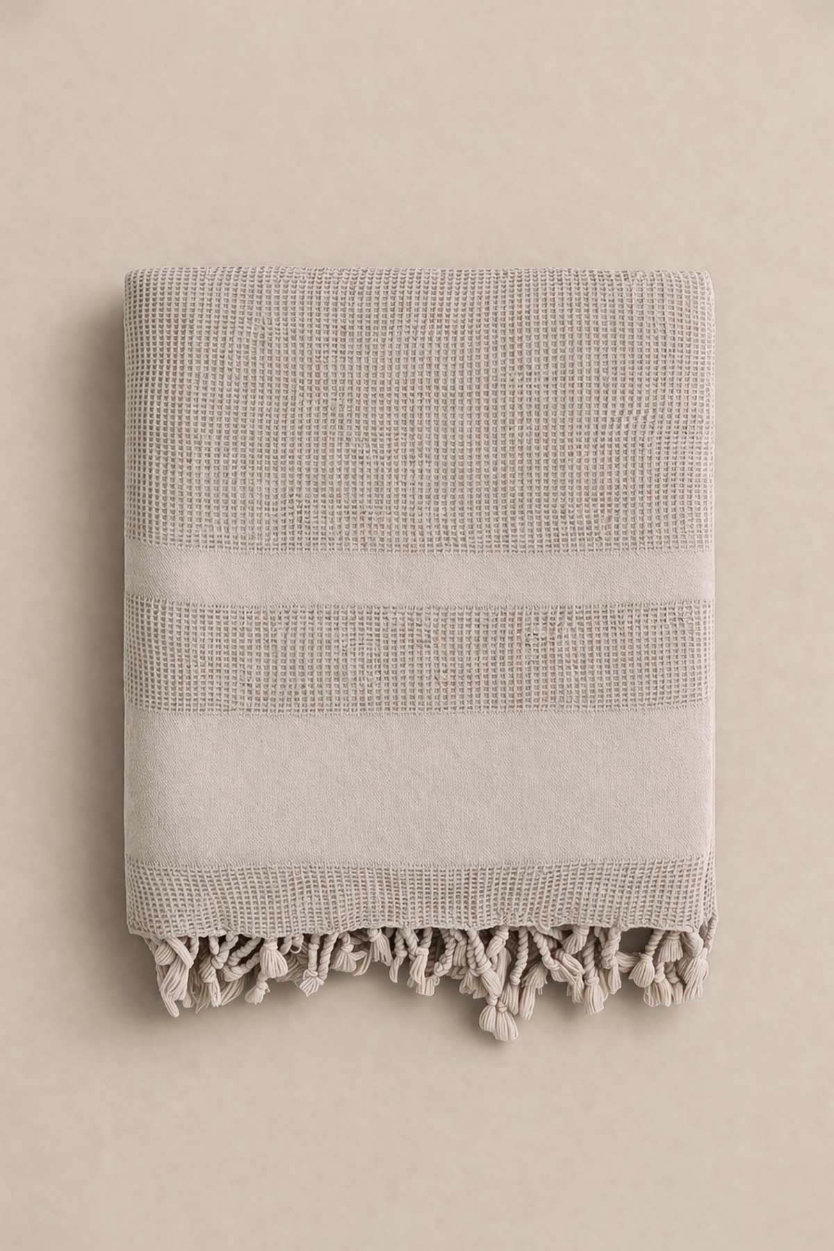 Stone Waffle Garment Dye Throw Blanket Beige