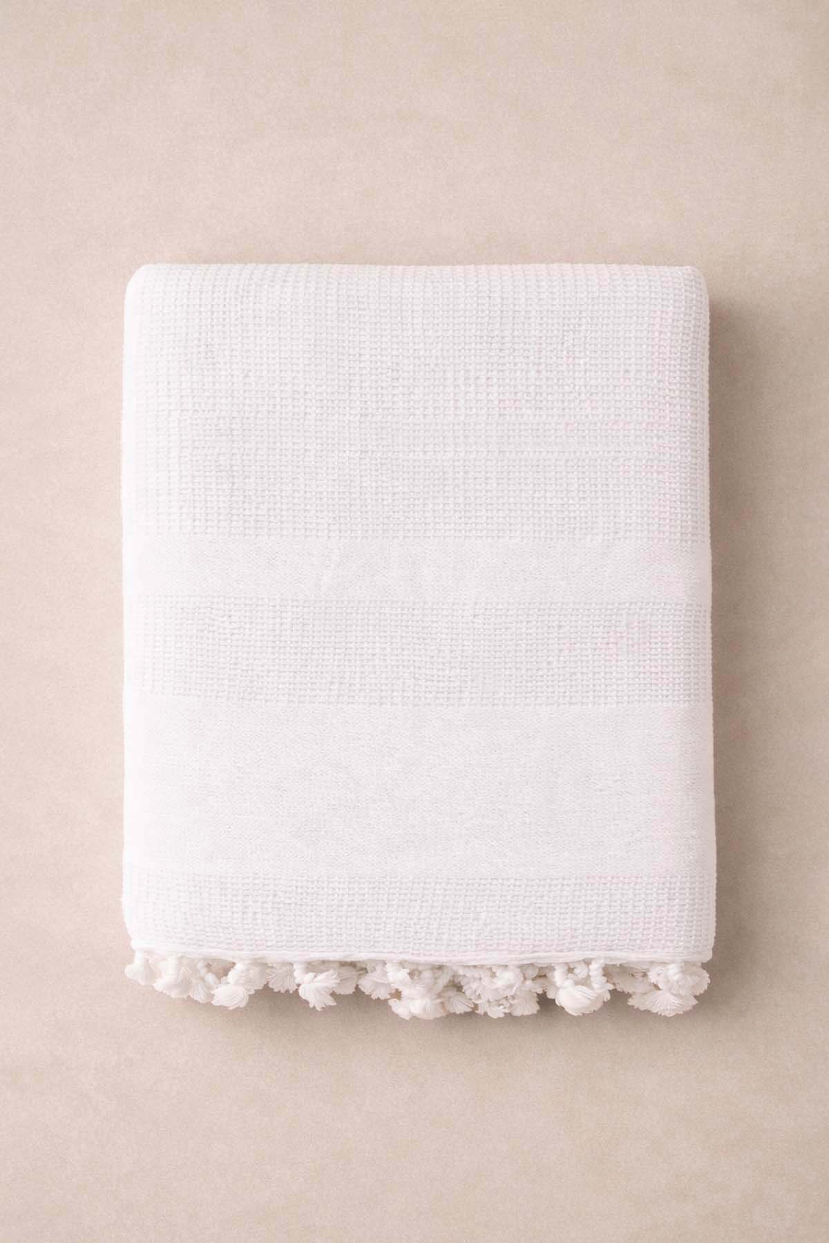 Stone Waffle Garment Dye Throw Blanket White