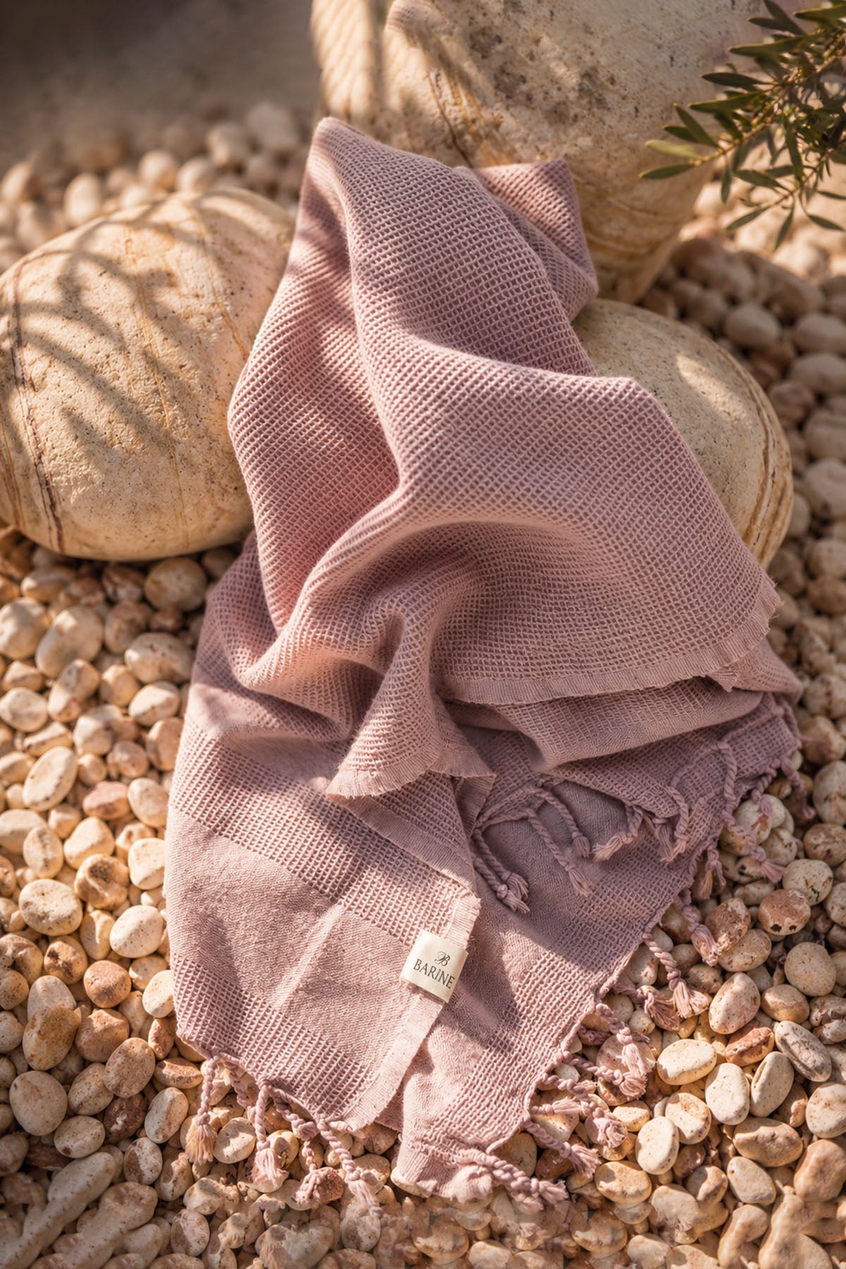 Stone Waffle Garmet Dye Pestemal, Turkish Towel Mink