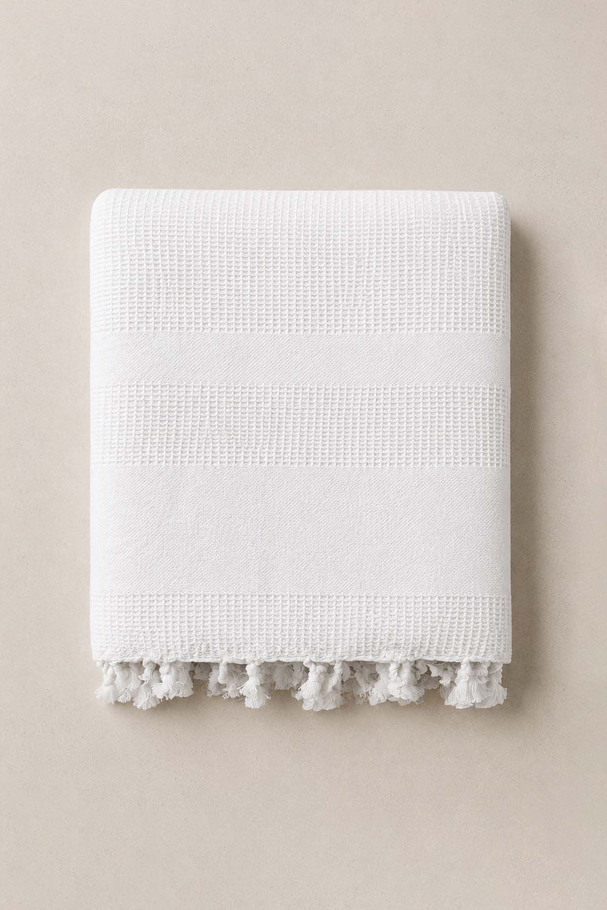 Stone Waffle Garmet Dye Pestemal, Turkish Towel White
