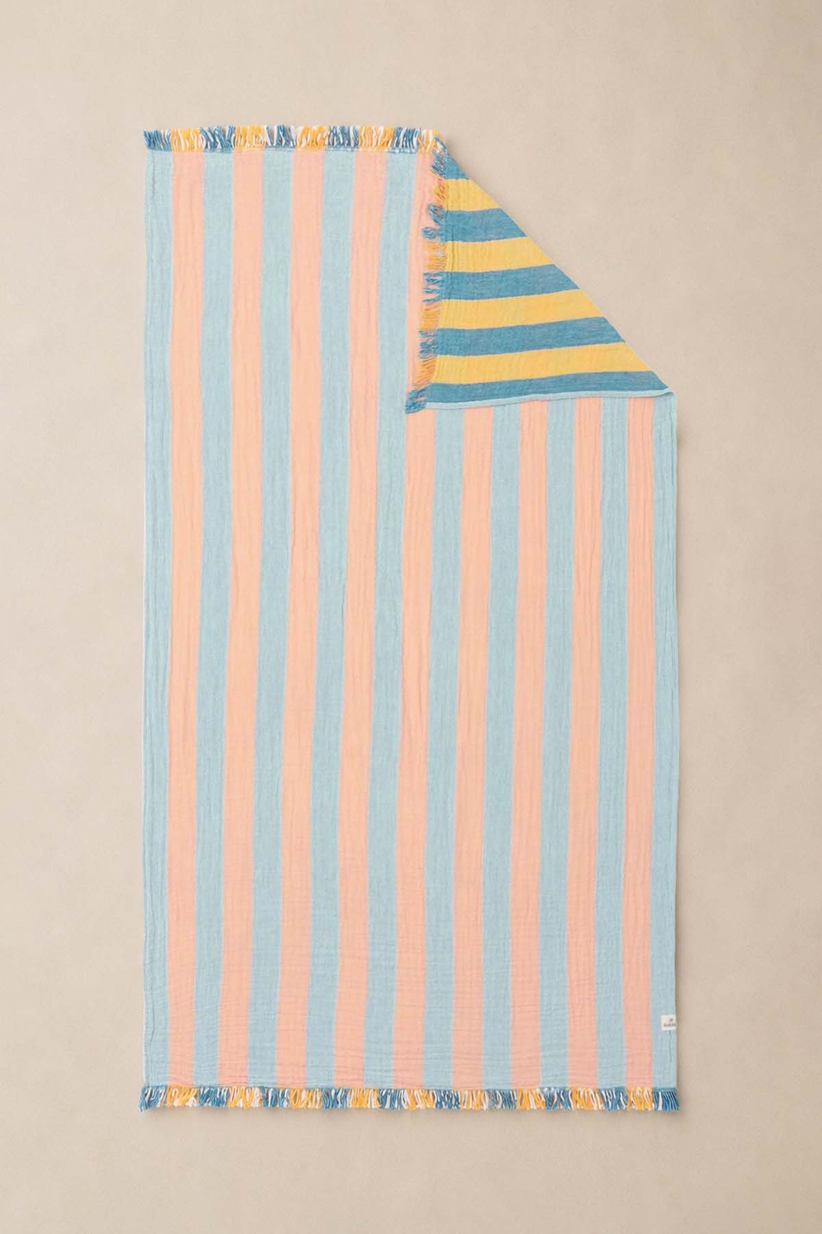 Striped Gauze Pestemal, Turkish Towel Mint