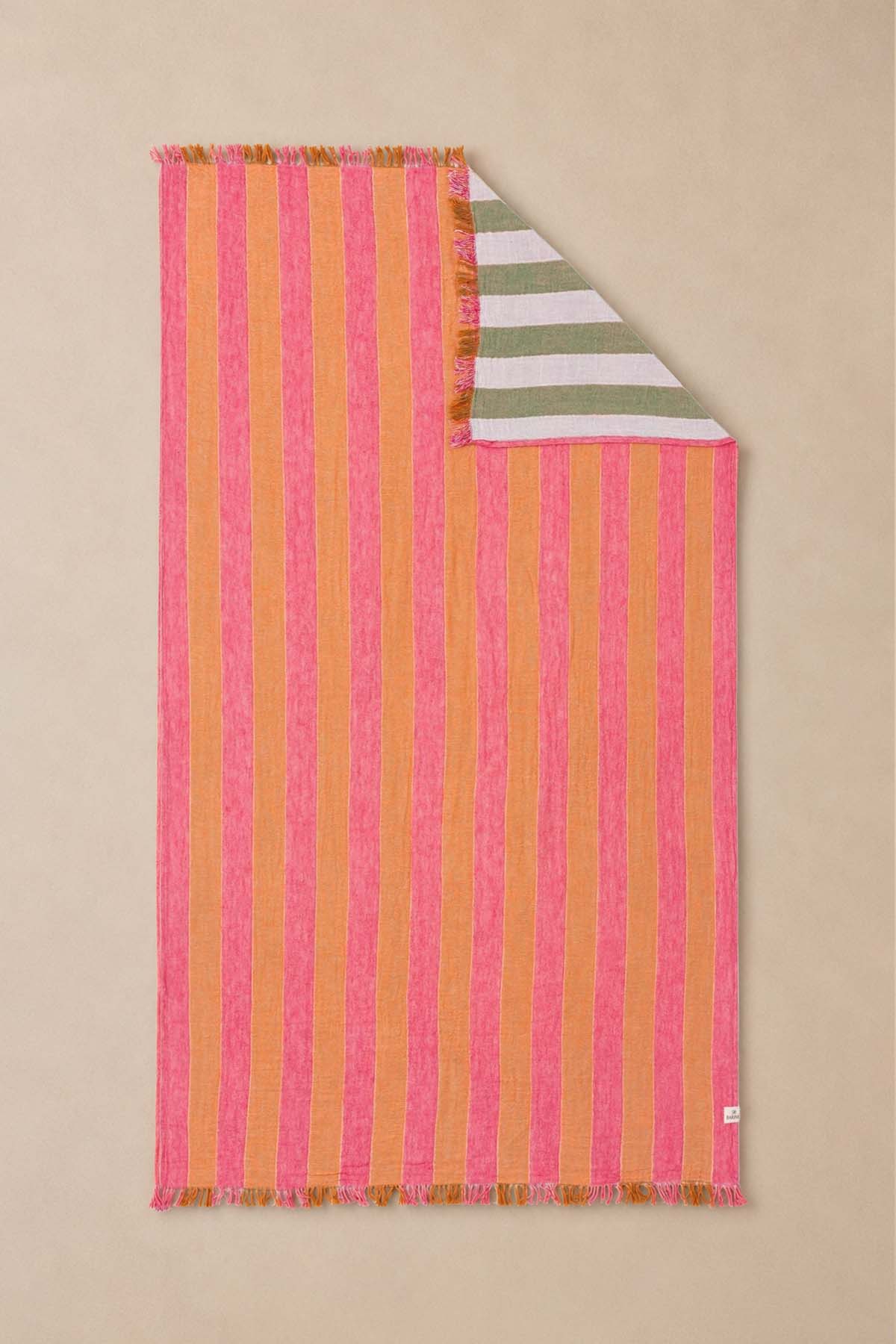 Striped Gauze Pestemal, Turkish Towel Pink