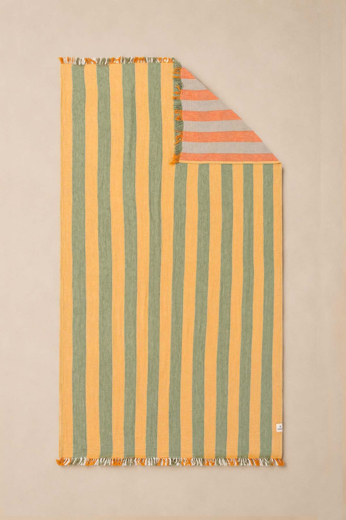 Striped Gauze Pestemal, Turkish Towel Yellow