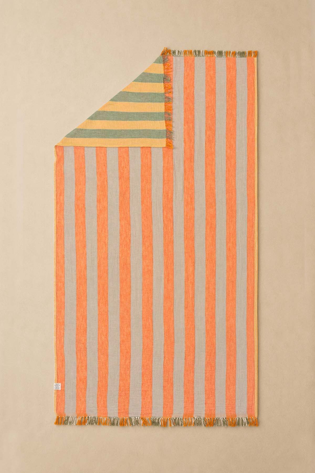 Striped Gauze Pestemal, Turkish Towel Yellow