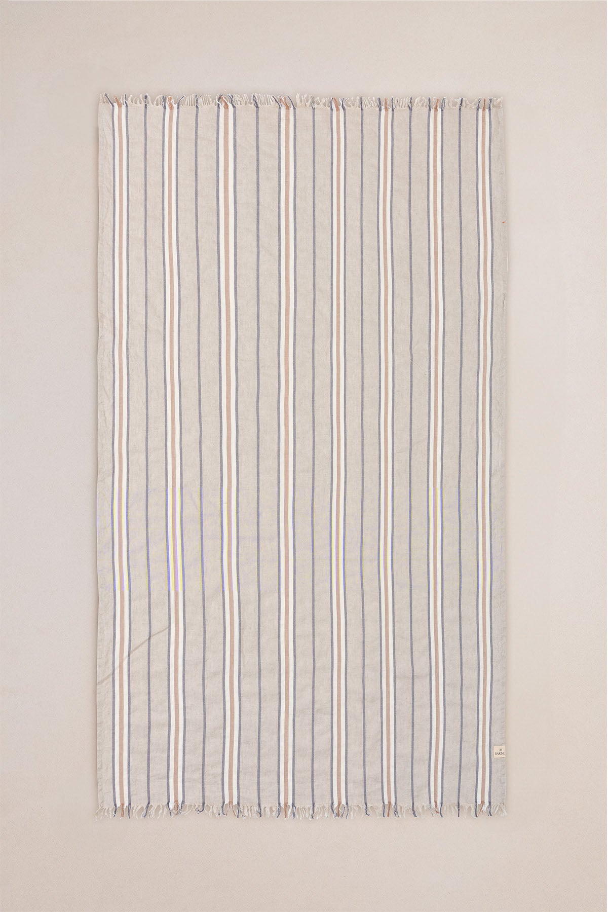 Striped Linen Pestamal Turkish Towel w/ Carry Bag Brown