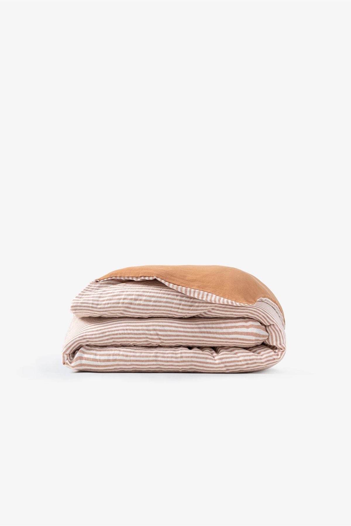 Striped Serenity Keten Nevresim İndian Tan