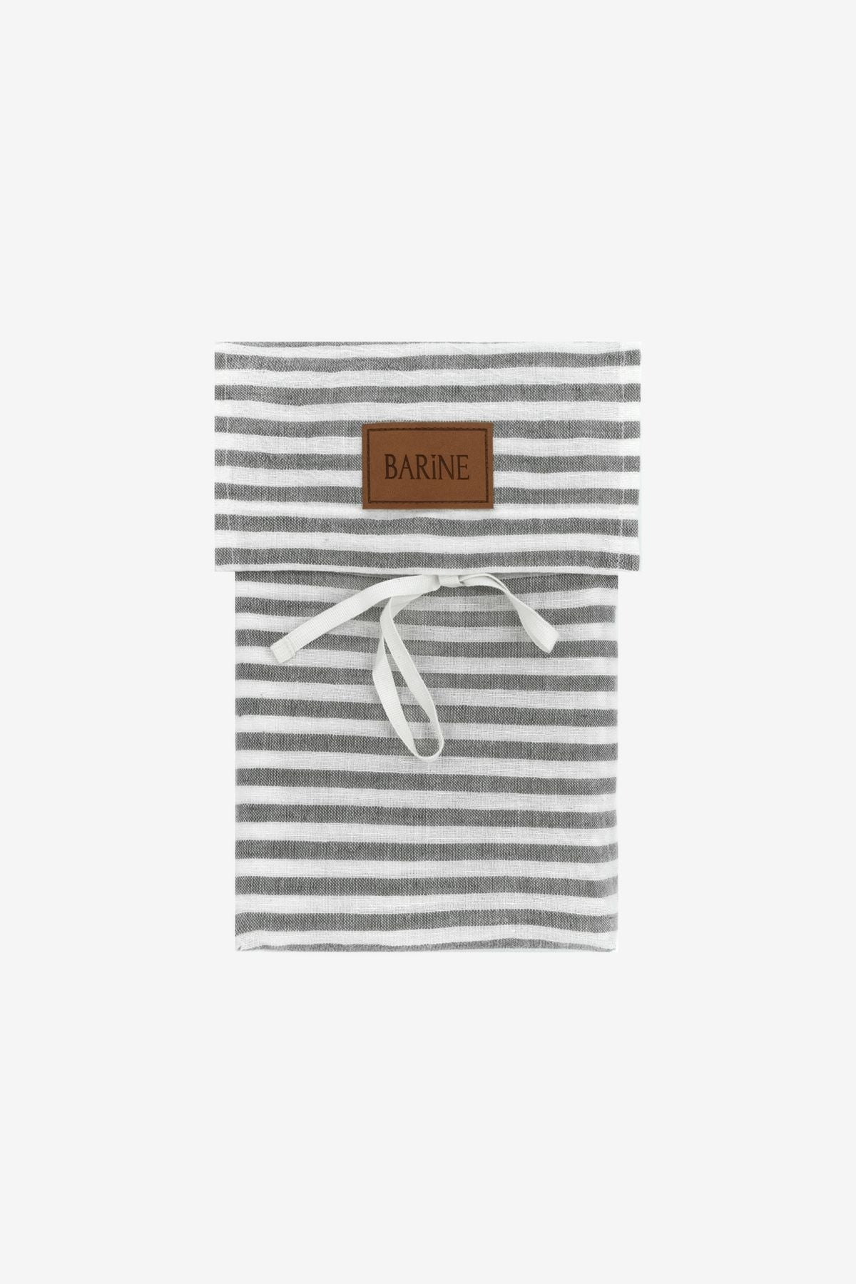 Striped Serenity Keten Yastık Kılıfı 2'li Set Antrasit