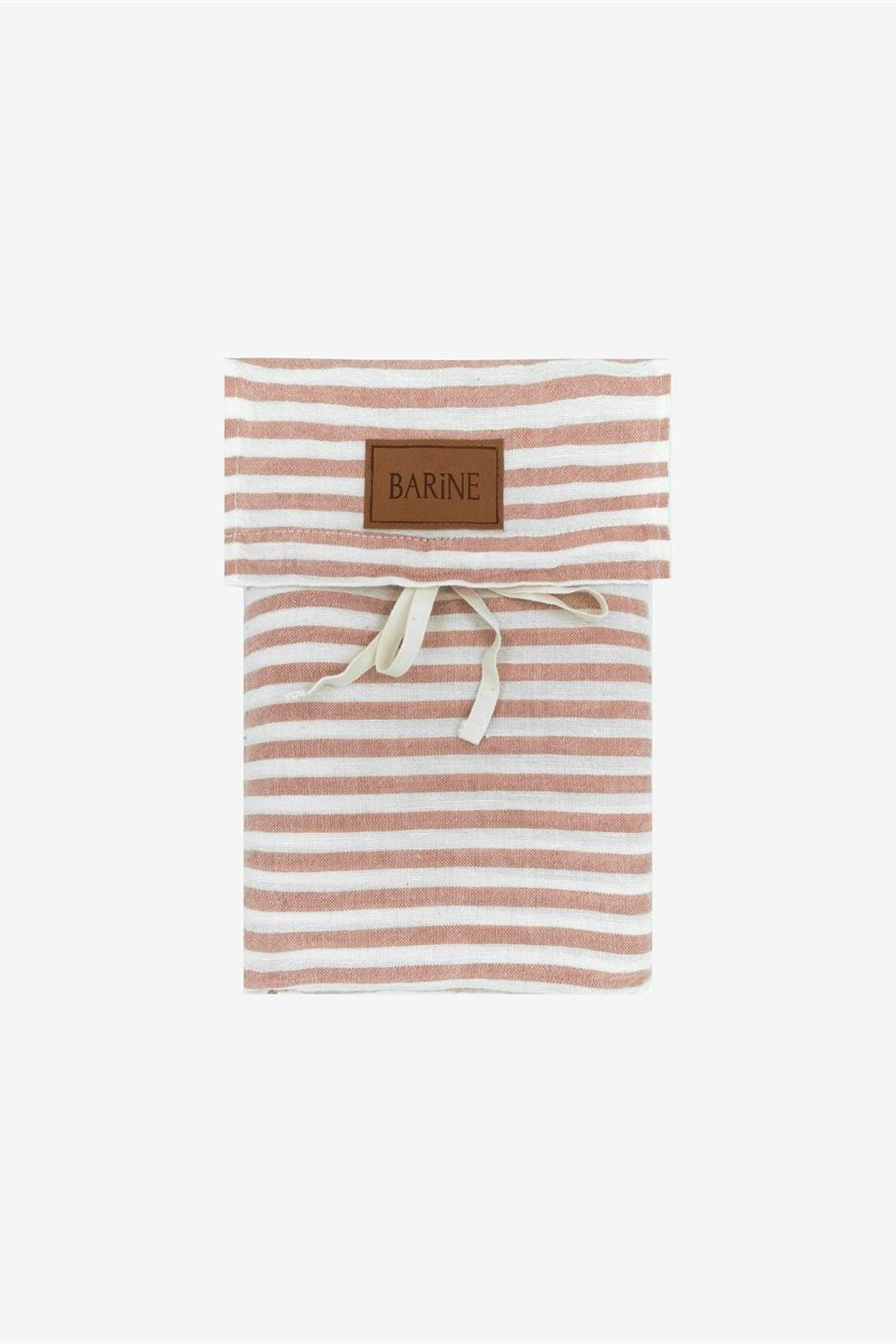 Striped Serenity Keten Yastık Kılıfı 2'li Set İndian Tan