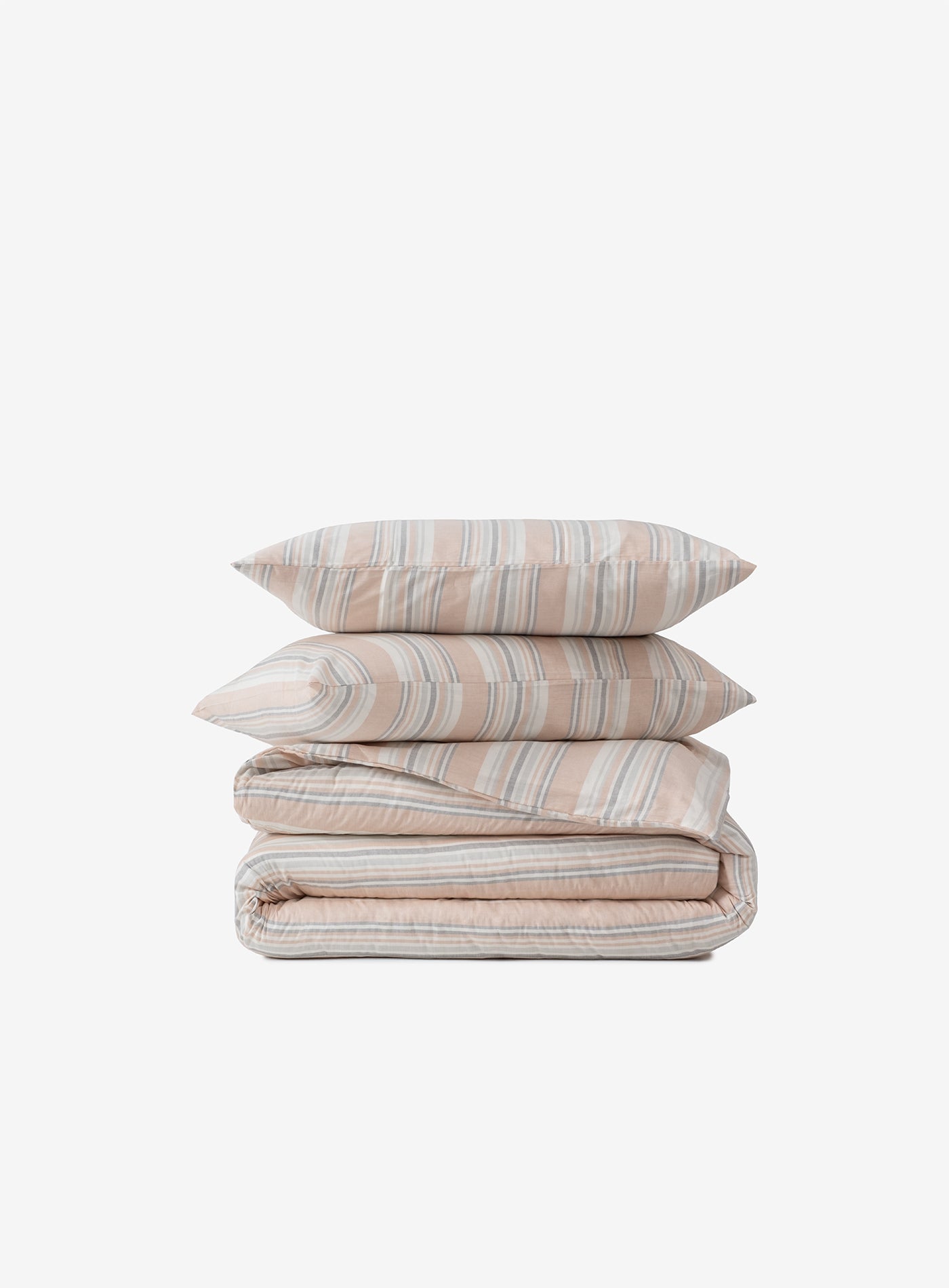 Striped Smooth Percale Duvet Cover Apricot