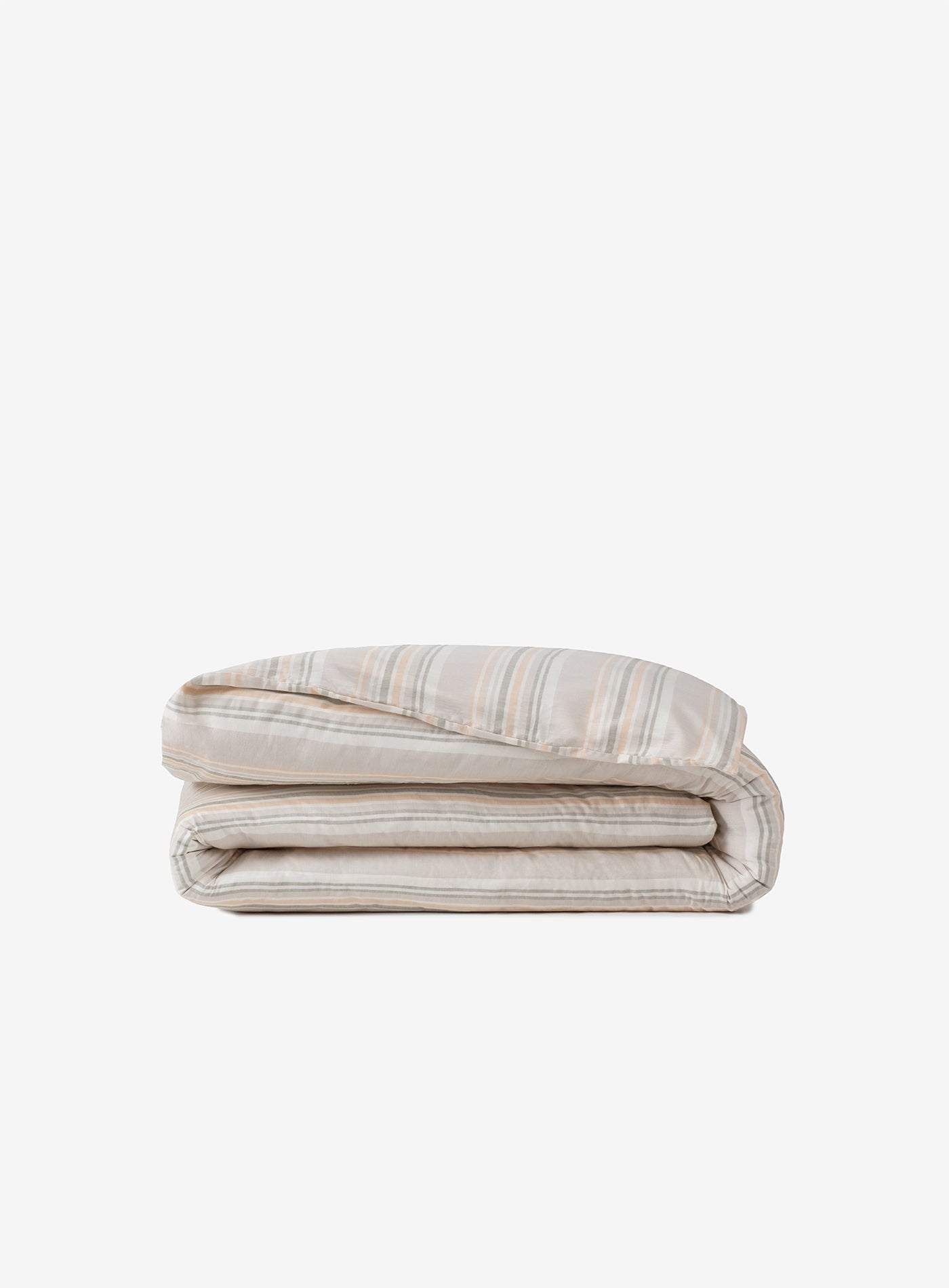 Striped Smooth Percale Duvet Cover Oak Buff