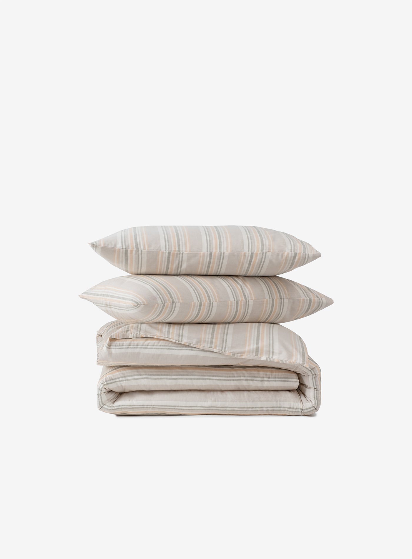 Striped Smooth Percale Duvet Cover Oak Buff