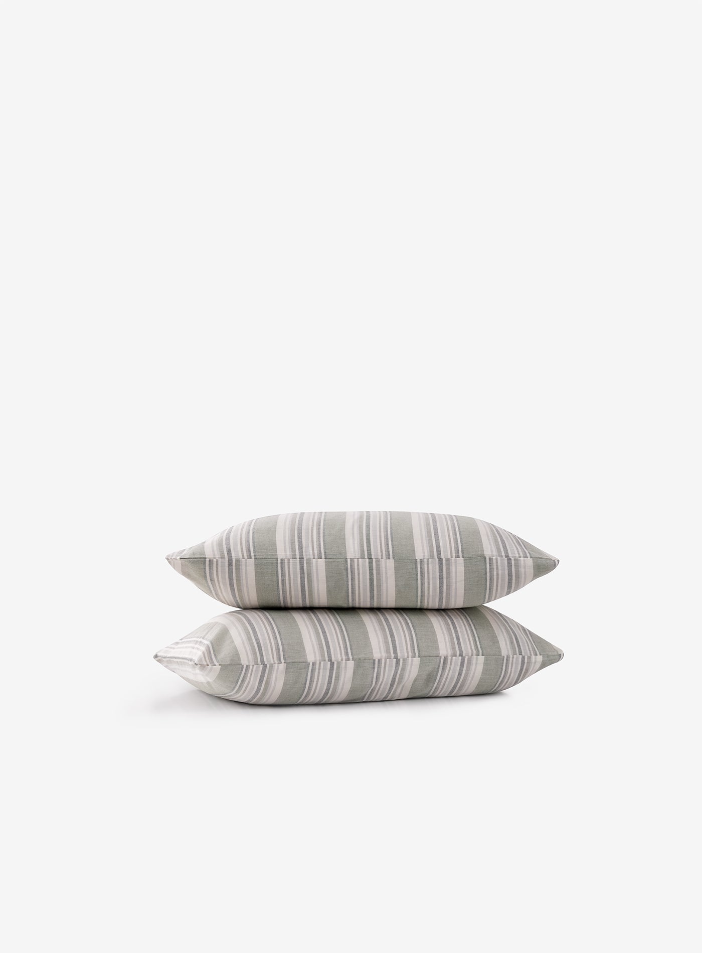 Striped Smooth Percale Pillowcase Set of 2 Khaki
