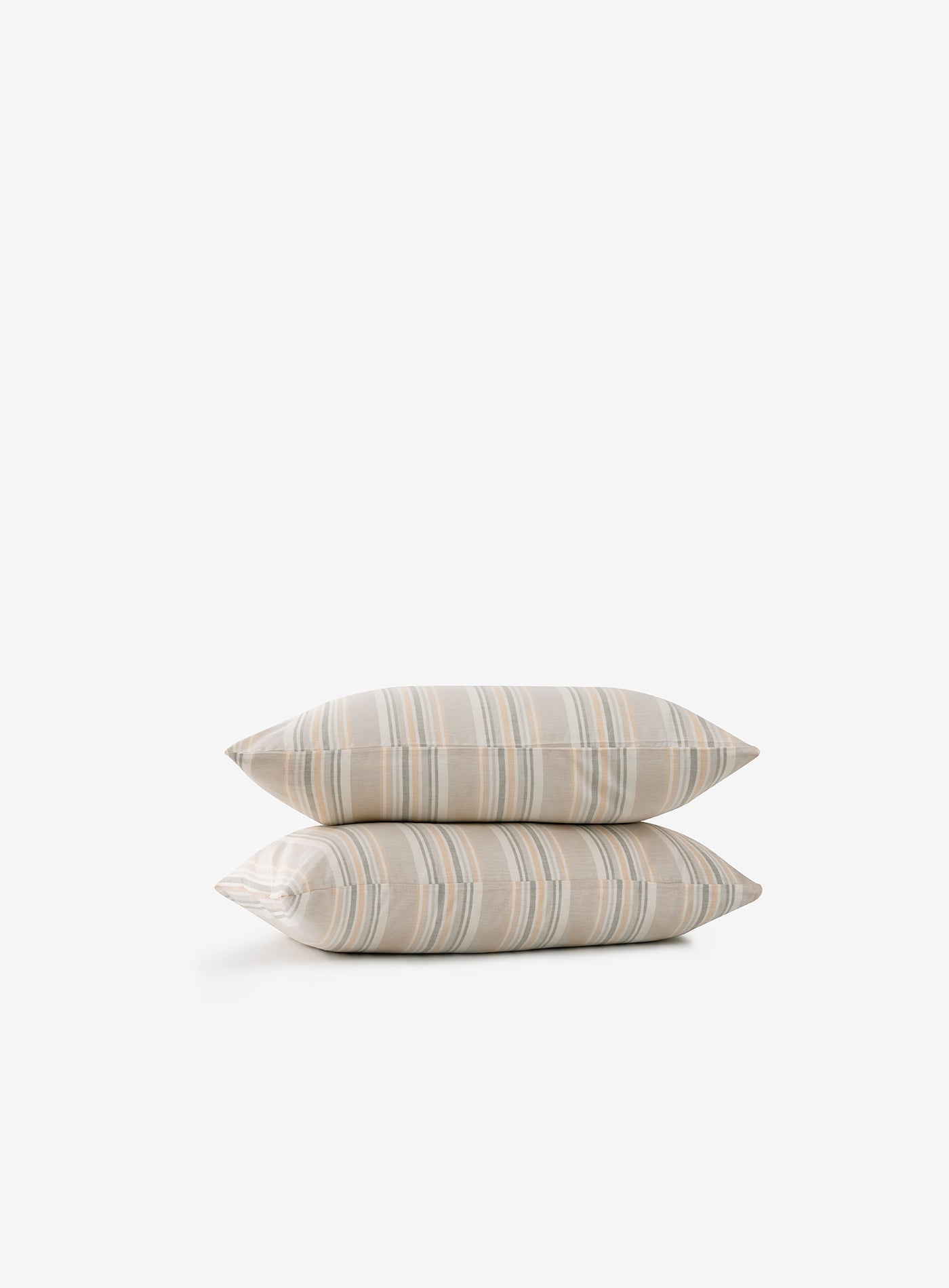 Striped Smooth Percale Pillowcase Set of 2 Oak Buff