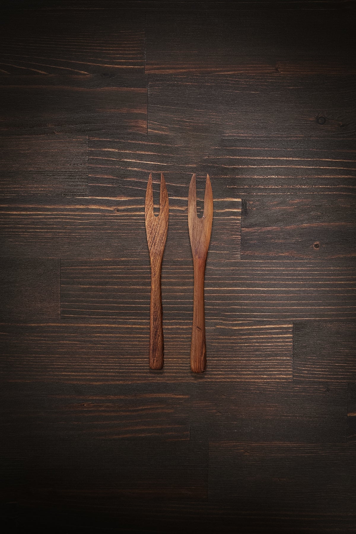 Teak Ahşap 2'li Mini Servis Çatalı