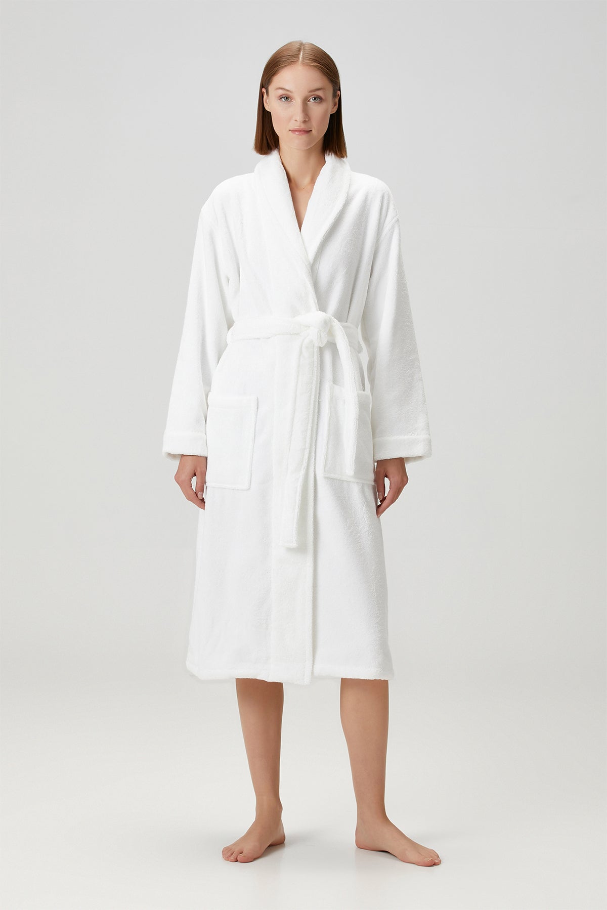 Terry Unisex Shawl Collar Bathrobe White