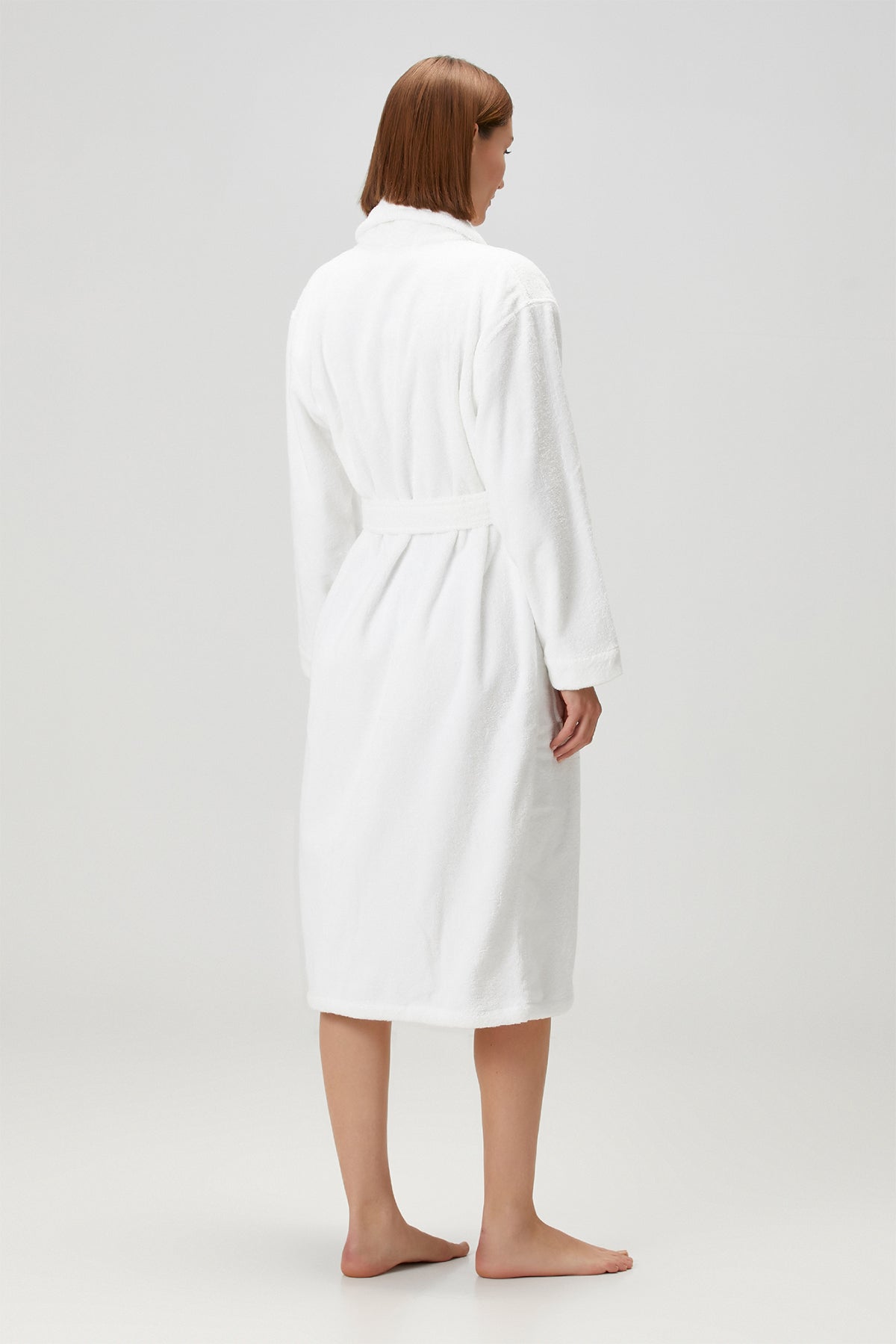 Terry Unisex Shawl Collar Bathrobe White