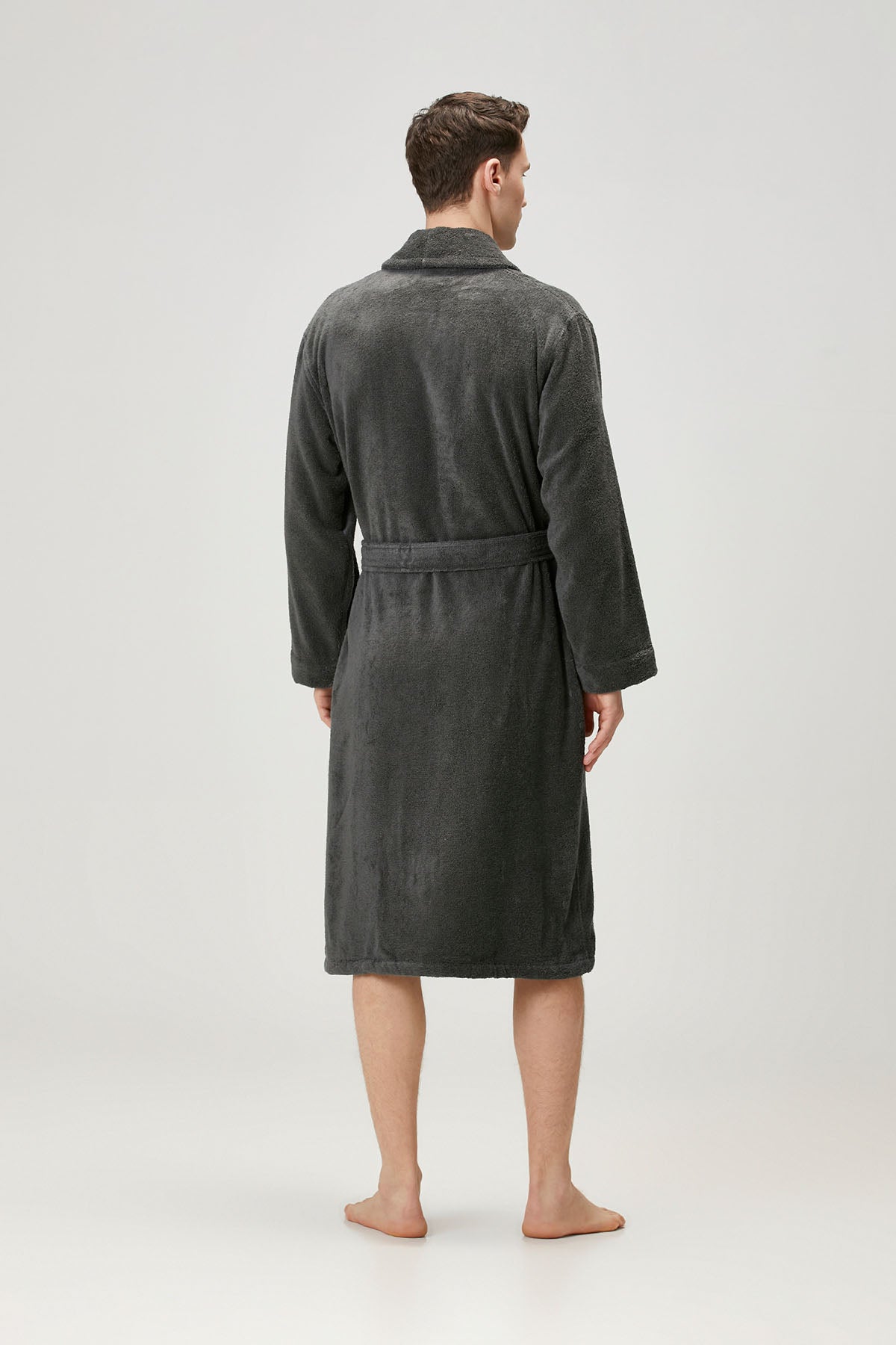 Terry Unisex Shawl Collar Bathrobe Dark Grey