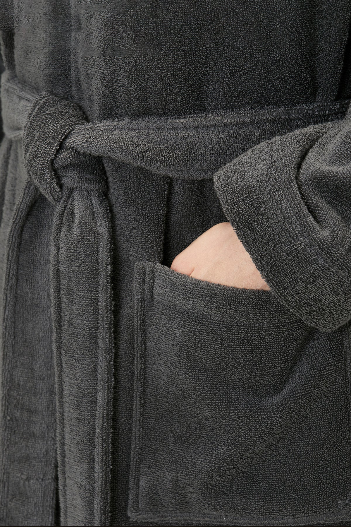 Terry Unisex Shawl Collar Bathrobe Dark Grey