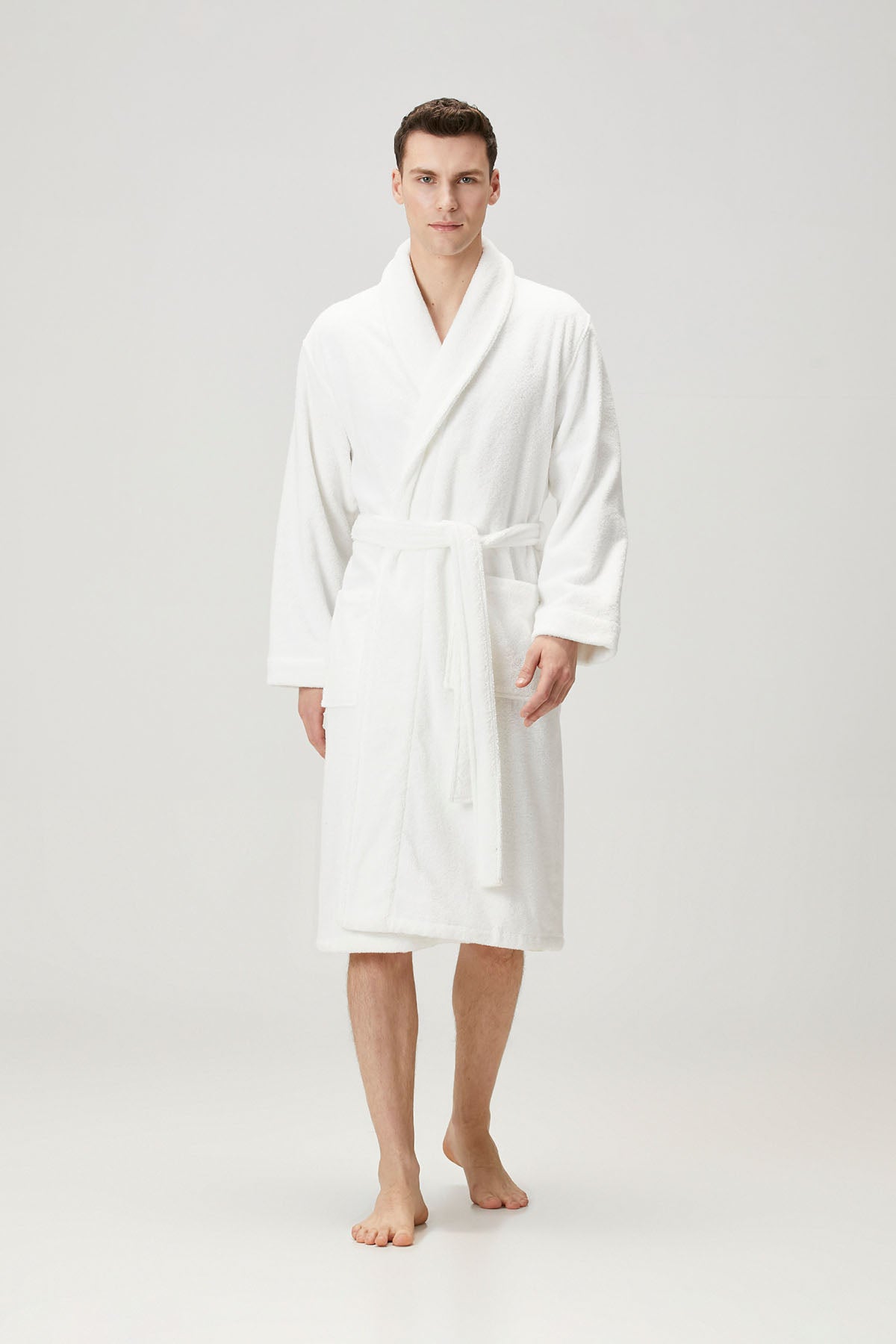 Terry Unisex Shawl Collar Bathrobe White