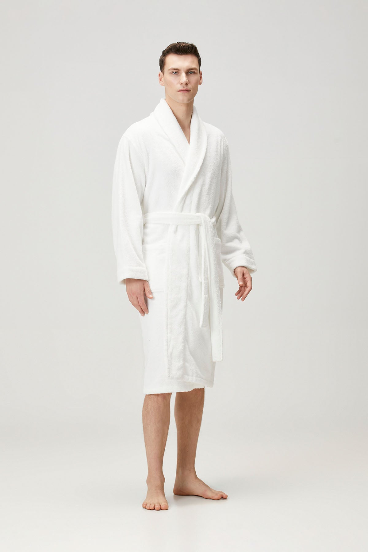 Terry Unisex Shawl Collar Bathrobe White